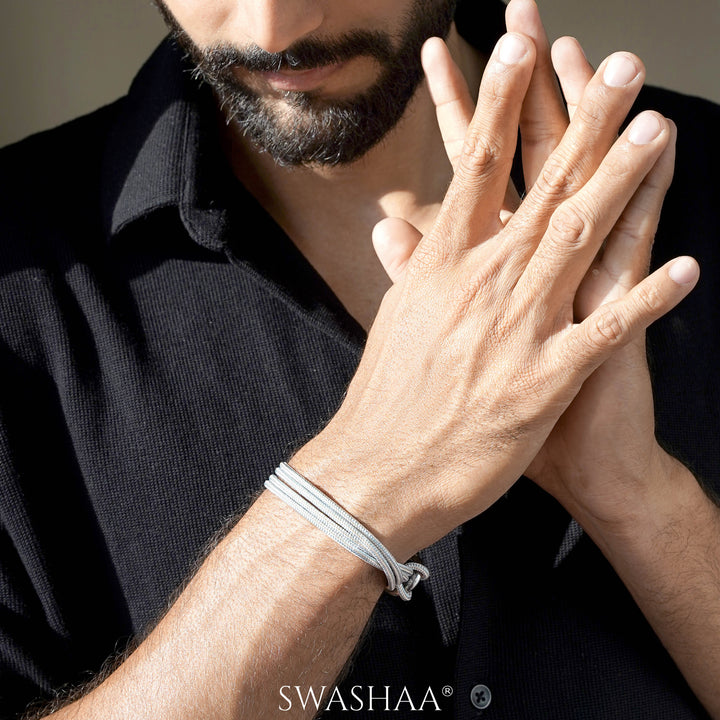 Silver Multi-Wrap Men's Rope Bracelet