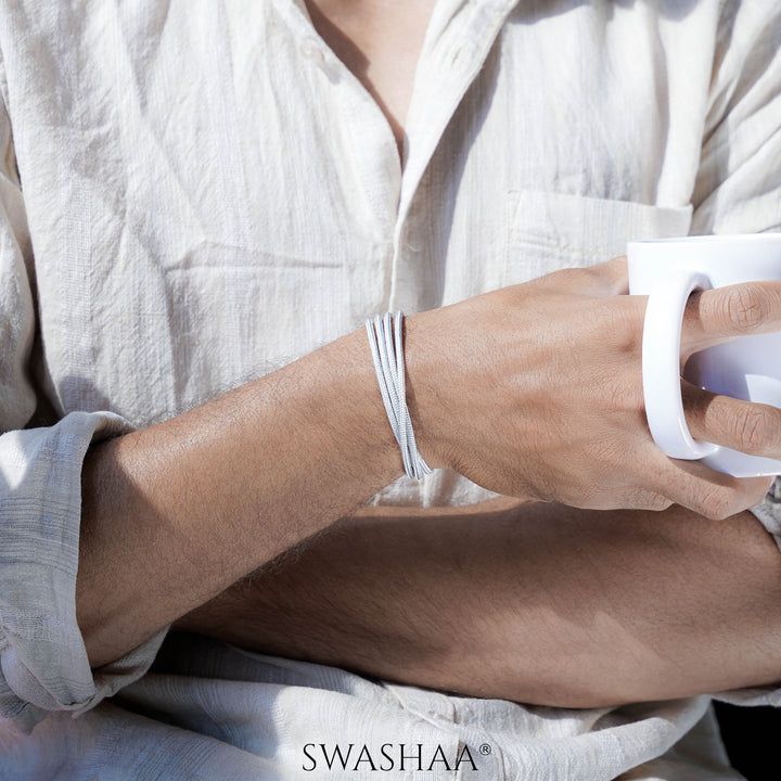 Silver Multi-Wrap Men's Rope Bracelet