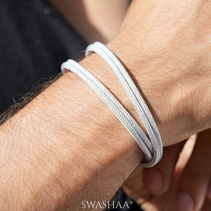 Silver Multi-Wrap Men's Rope Bracelet