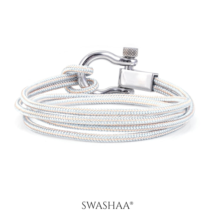 Silver Multi-Wrap Men's Rope Bracelet