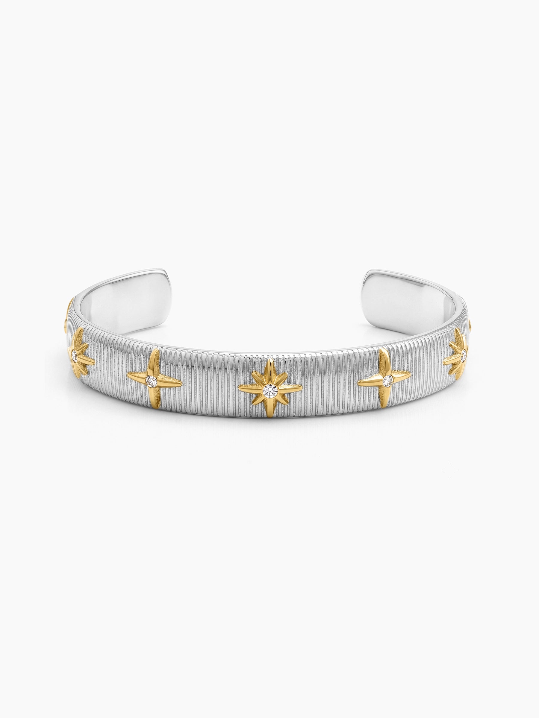 Simini Star Diamond Silver - 18K Gold Plated Women's Cuff Bracelet