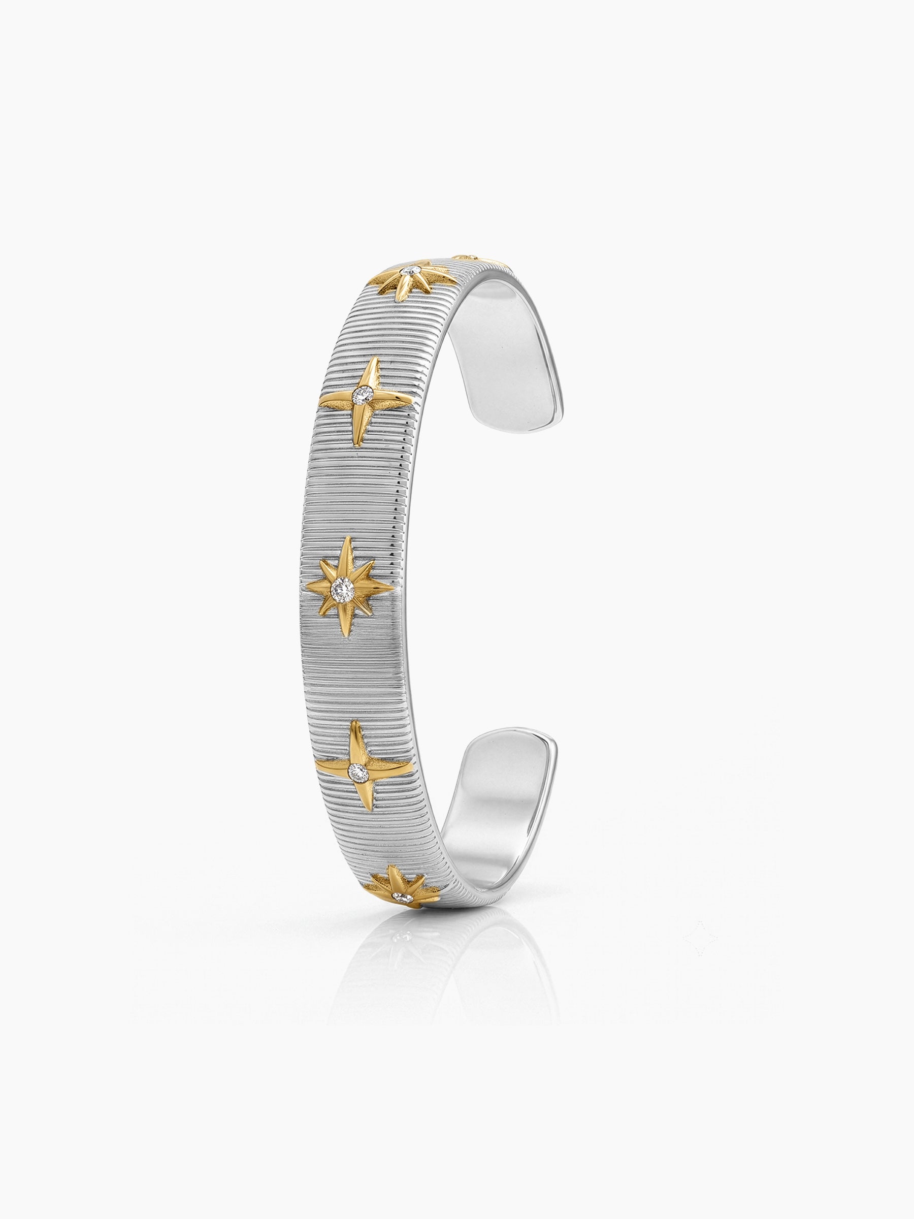 Simini Star Diamond Silver - 18K Gold Plated Women's Cuff Bracelet