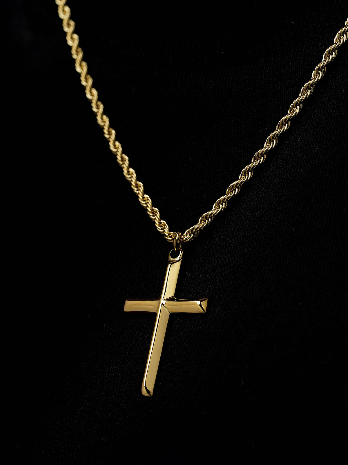 Sion Cross Rope 18K Gold Plated Men's Chain Pendant