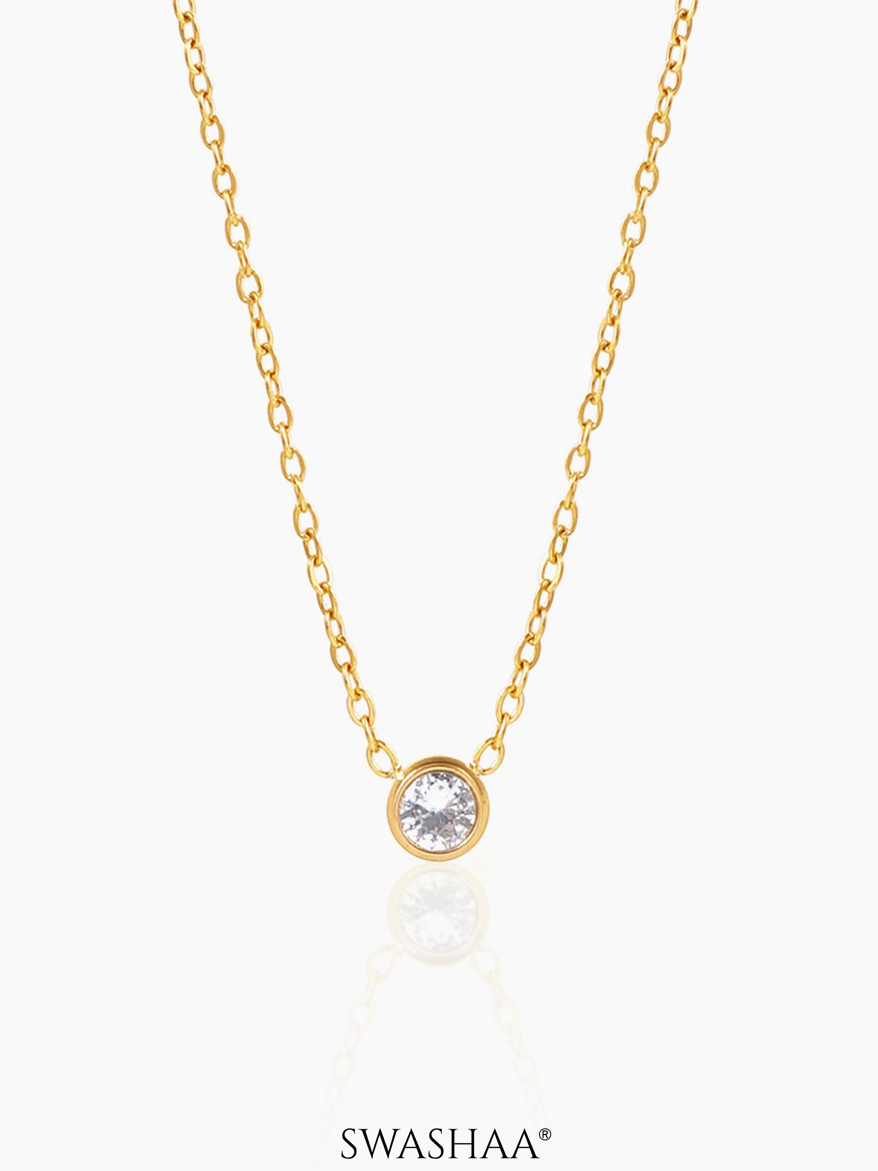 Sitara Solitaire Diamond Charm 18K Gold Plated Necklace