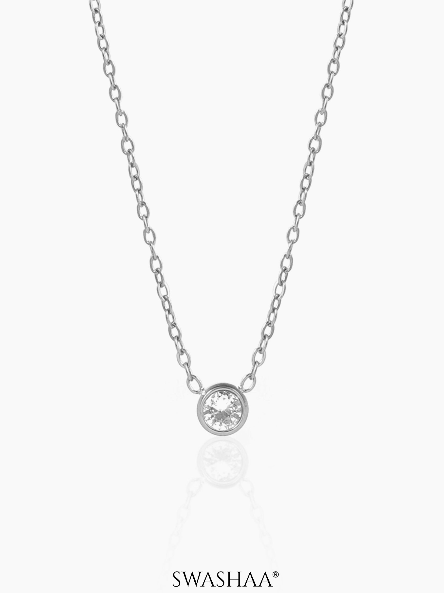 Sitara Solitaire Diamond Charm Silver Necklace