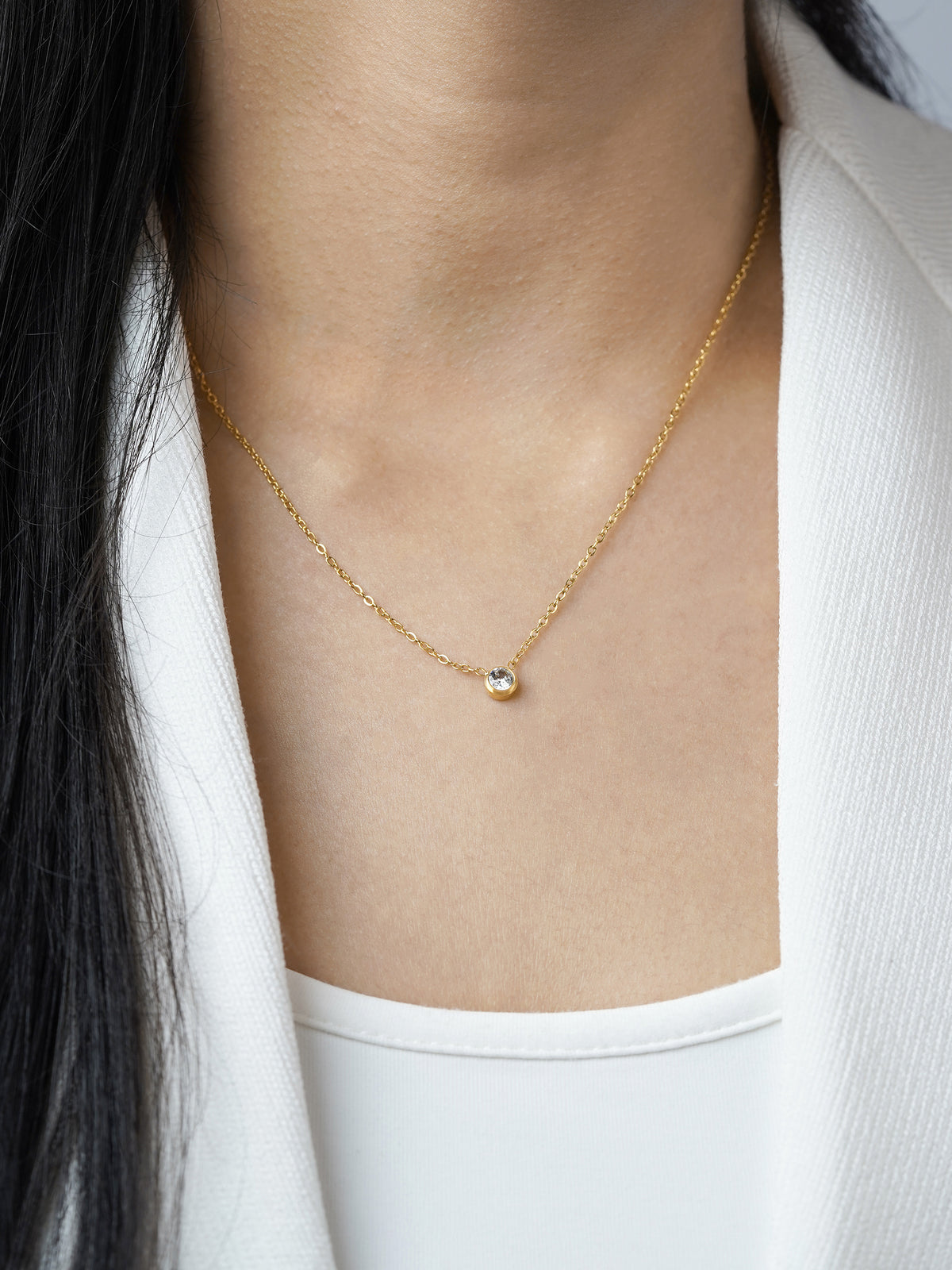 Sitara Solitaire Diamond Charm 18K Gold Plated Necklace