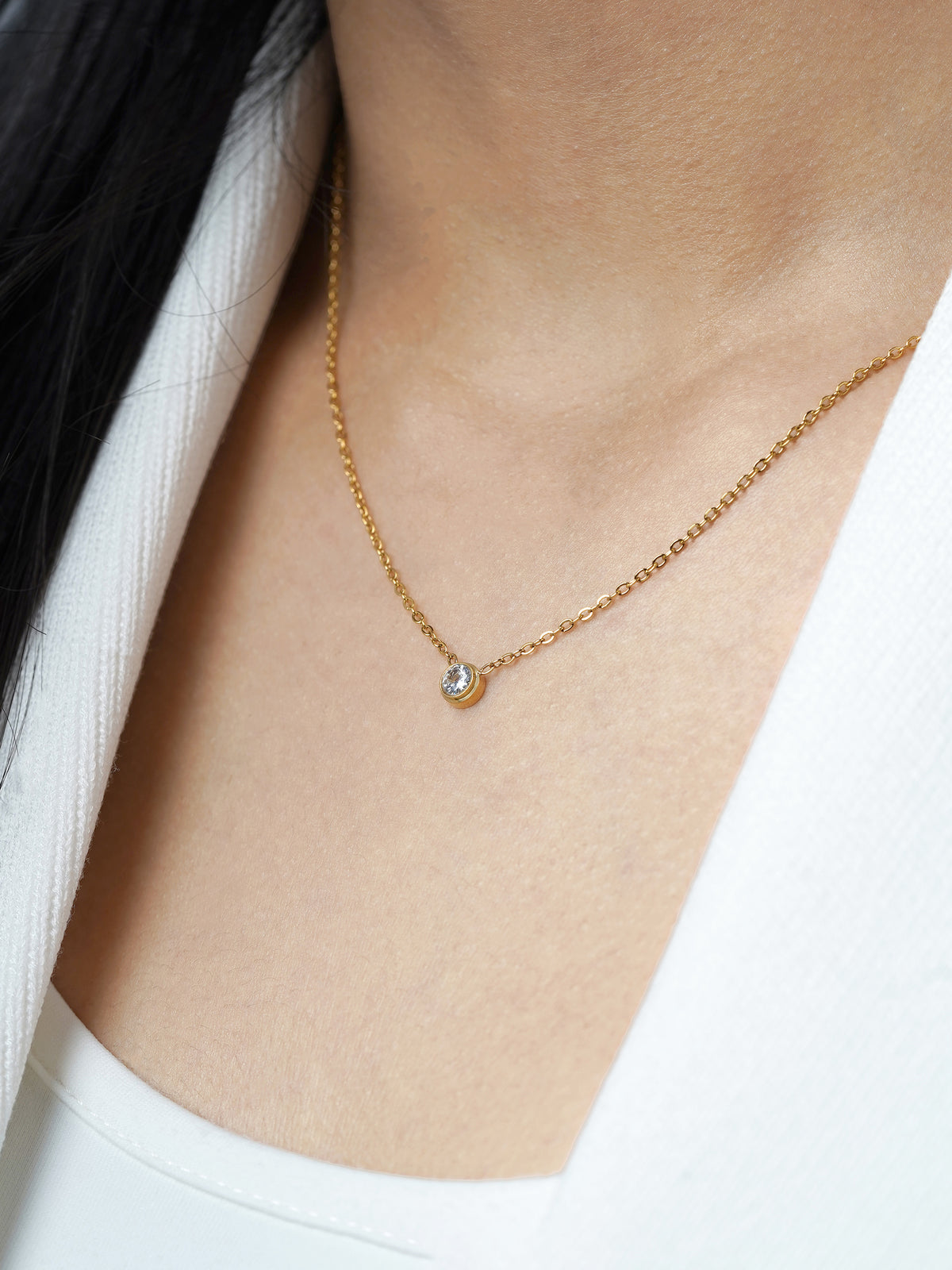 Sitara Solitaire Diamond Charm 18K Gold Plated Necklace