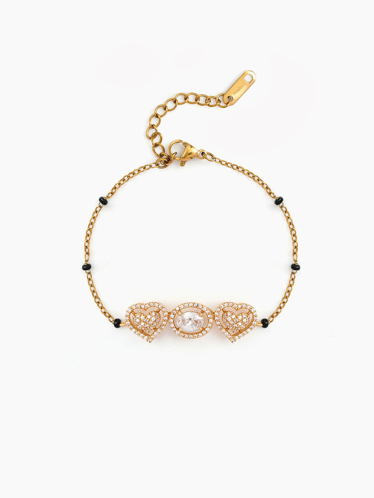 Snehali Diamond Solitaire Heart 18K Gold Plated Women's Mangalsutra Bracelet