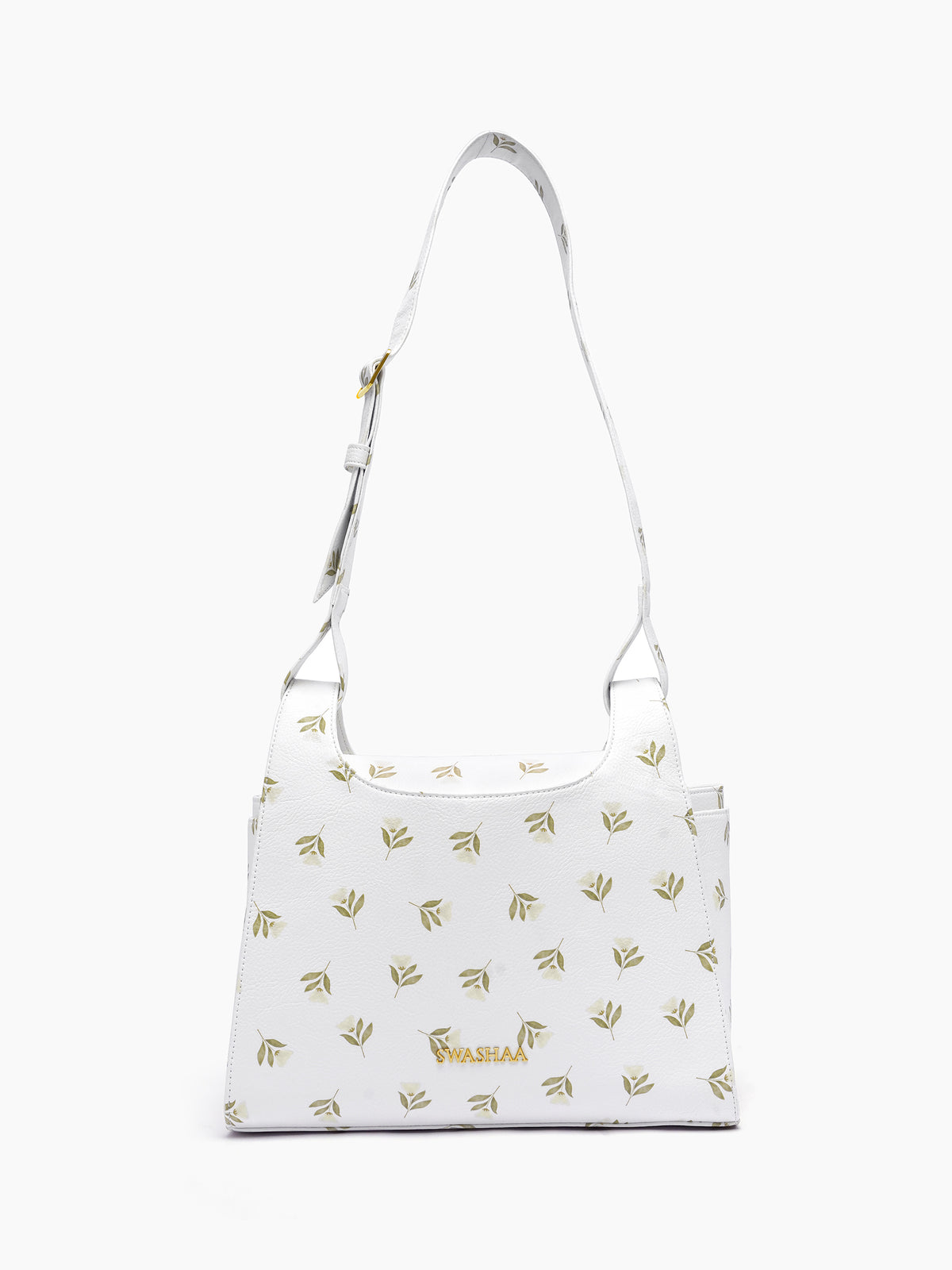 Snow White Petals Women's Leather Shoulder Bag