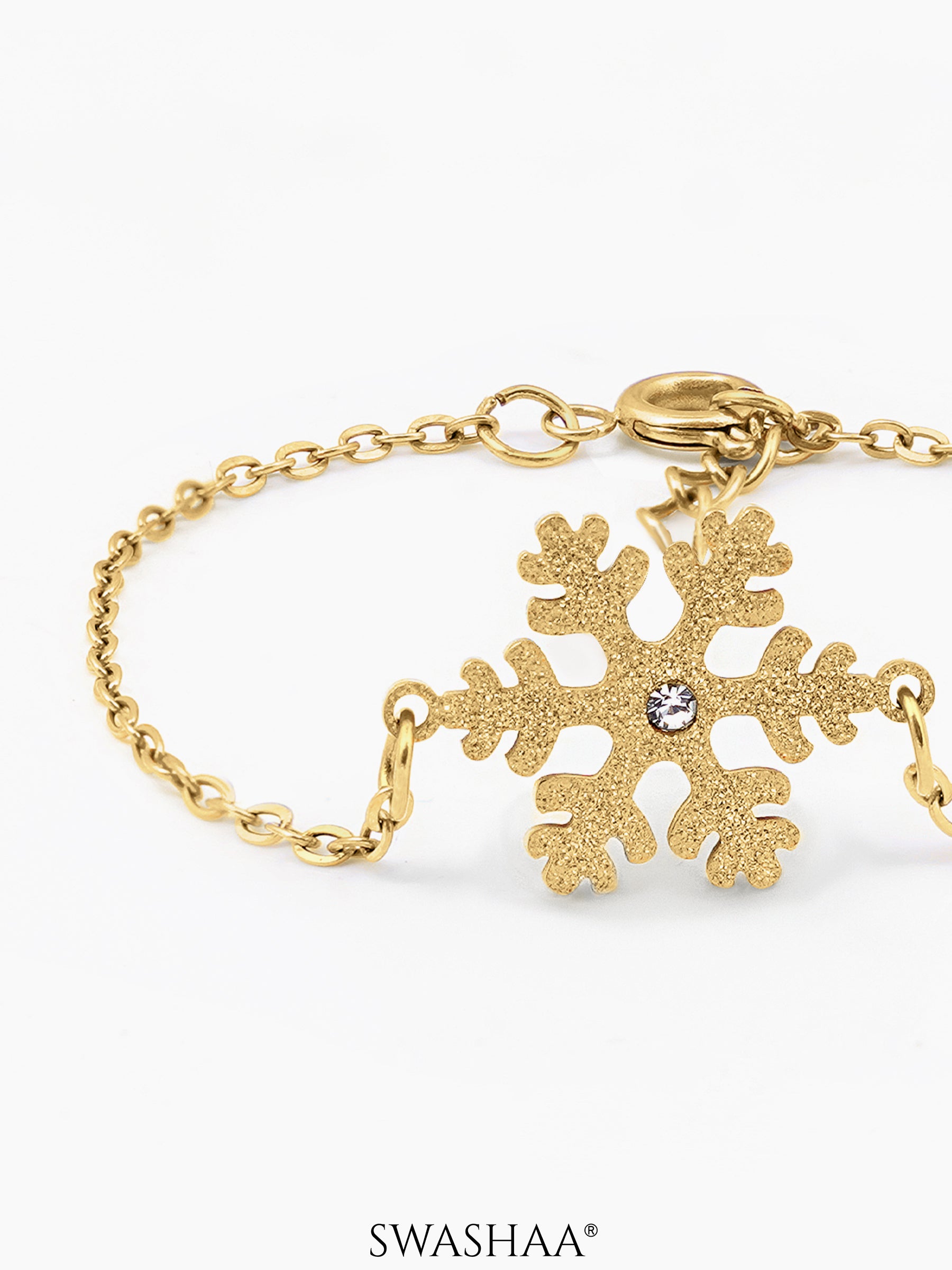 Snowflake Charm 18K Gold Plated Kid's Loose Bracelet