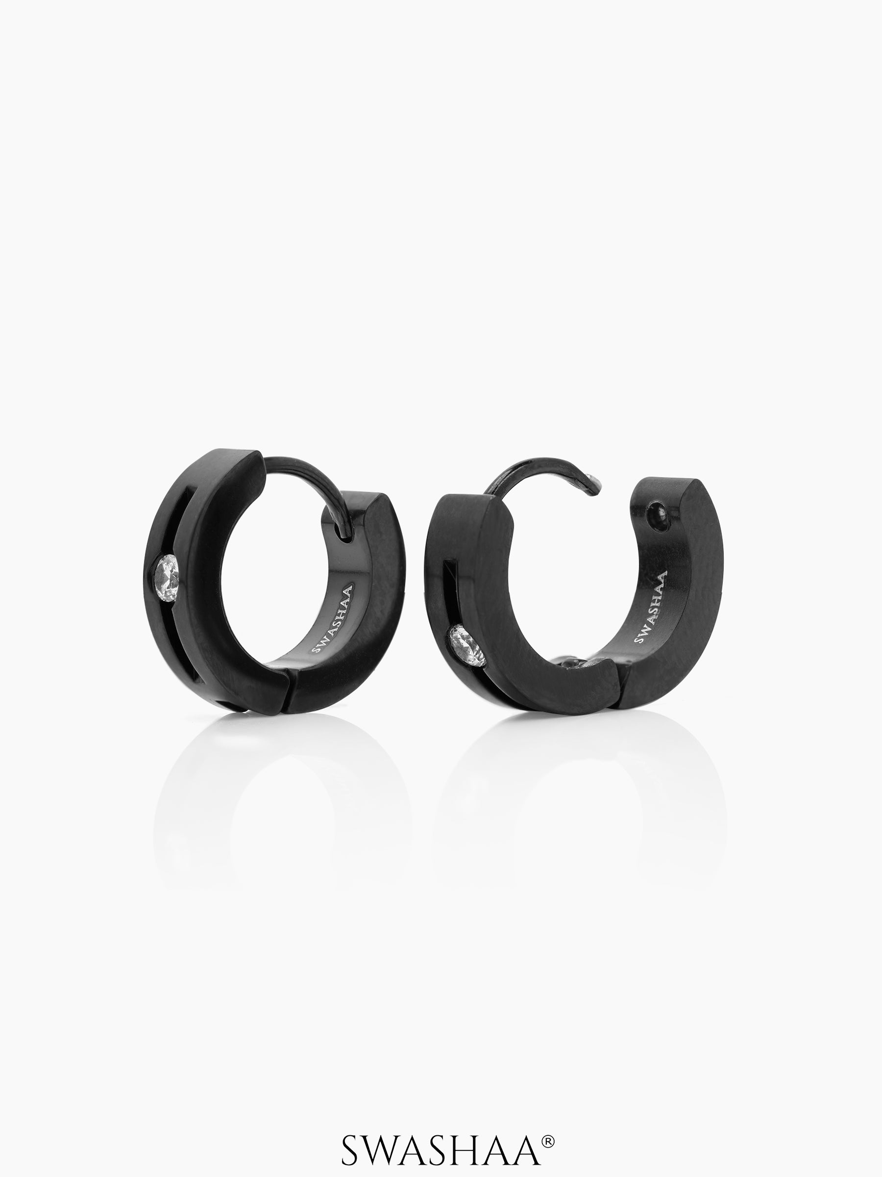 Riven Bold Spiked Black Men's Hoop Earrings