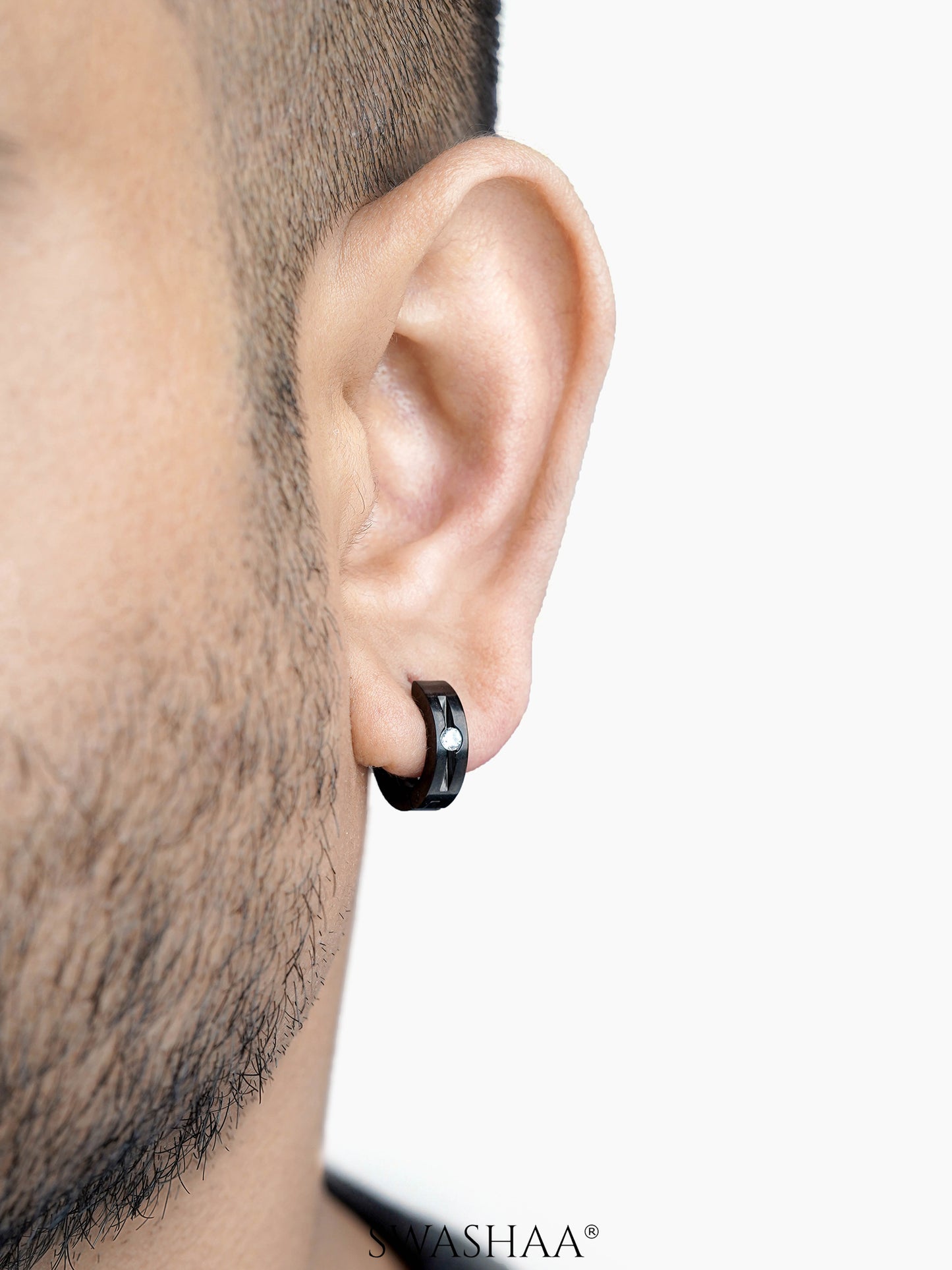 Solaris Studed Diamond Men's Hoop Earrings