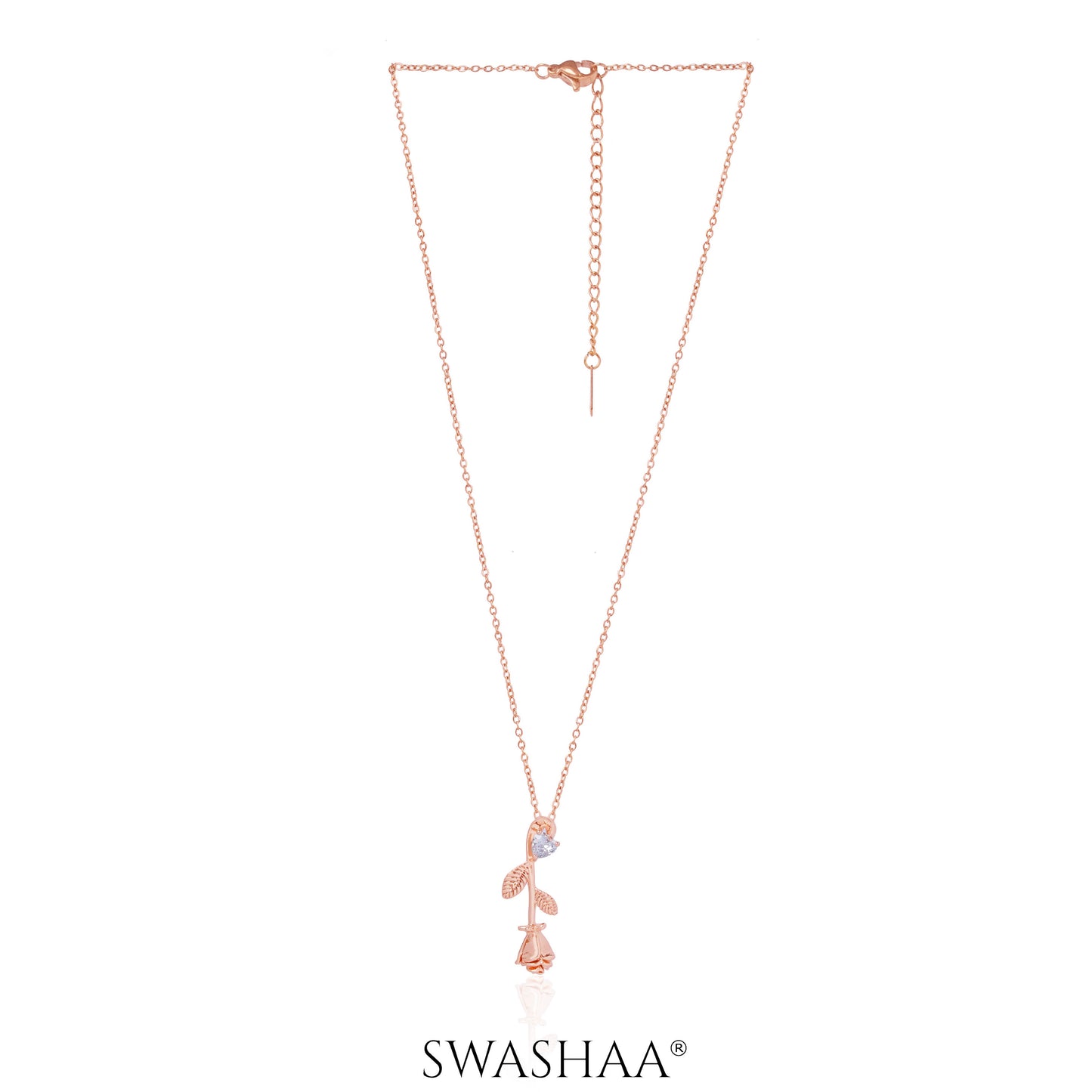 Solitaire Rose Rosegold Plated Necklace