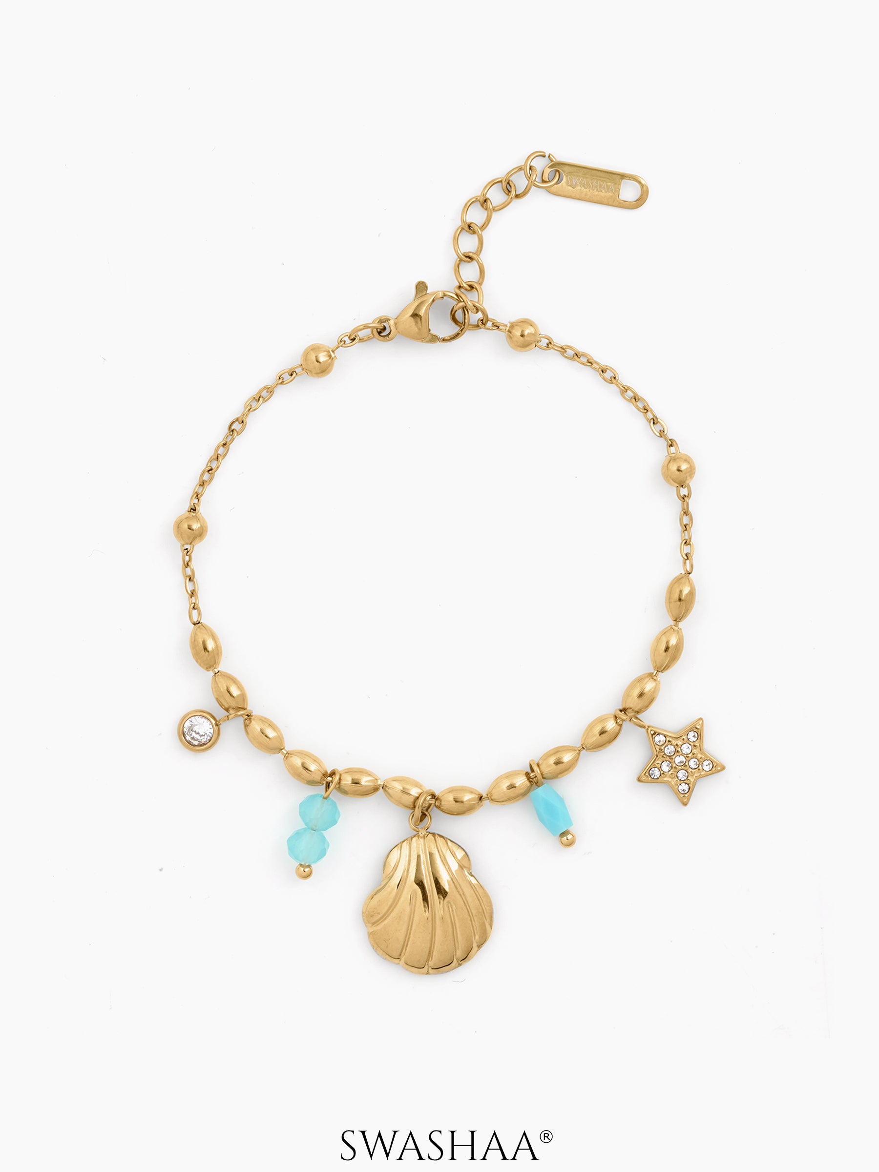 Soraya Ocean Shell Charm Chain Bracelet - Swashaa