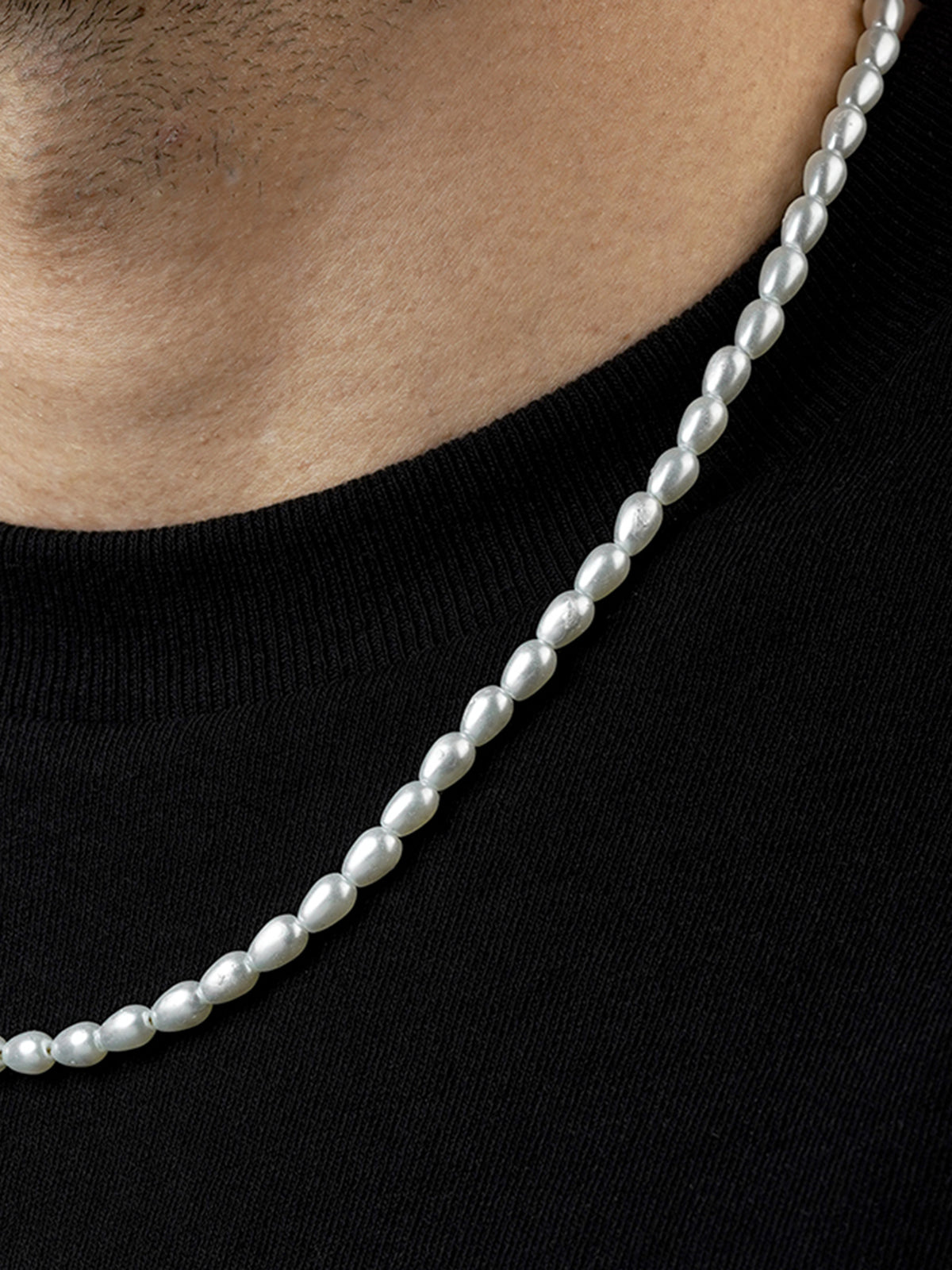 Soren White Oval Pearls 18K Gold Plated Men's Chain