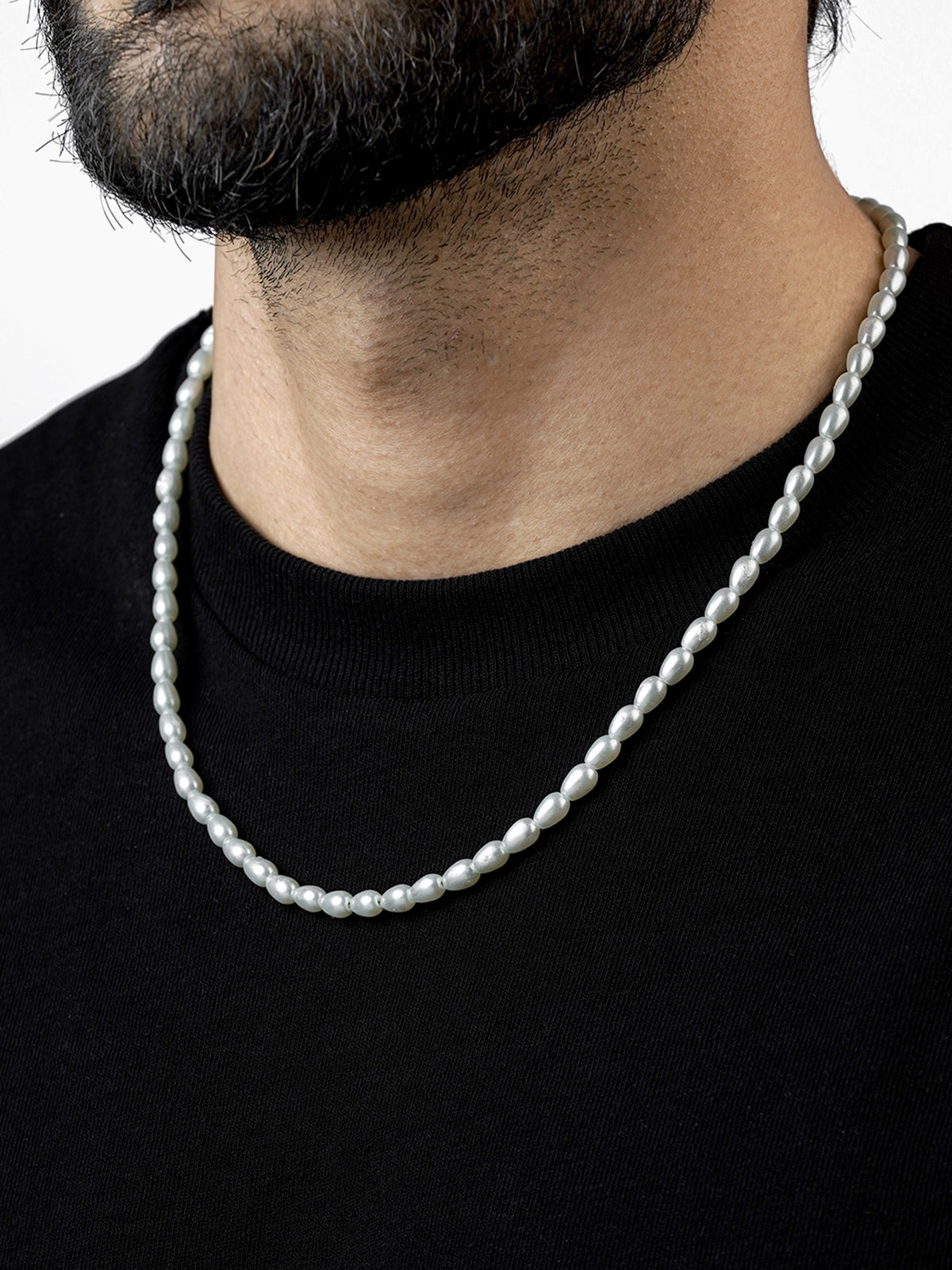 Soren White Oval Pearls 18K Gold Plated Men's Chain