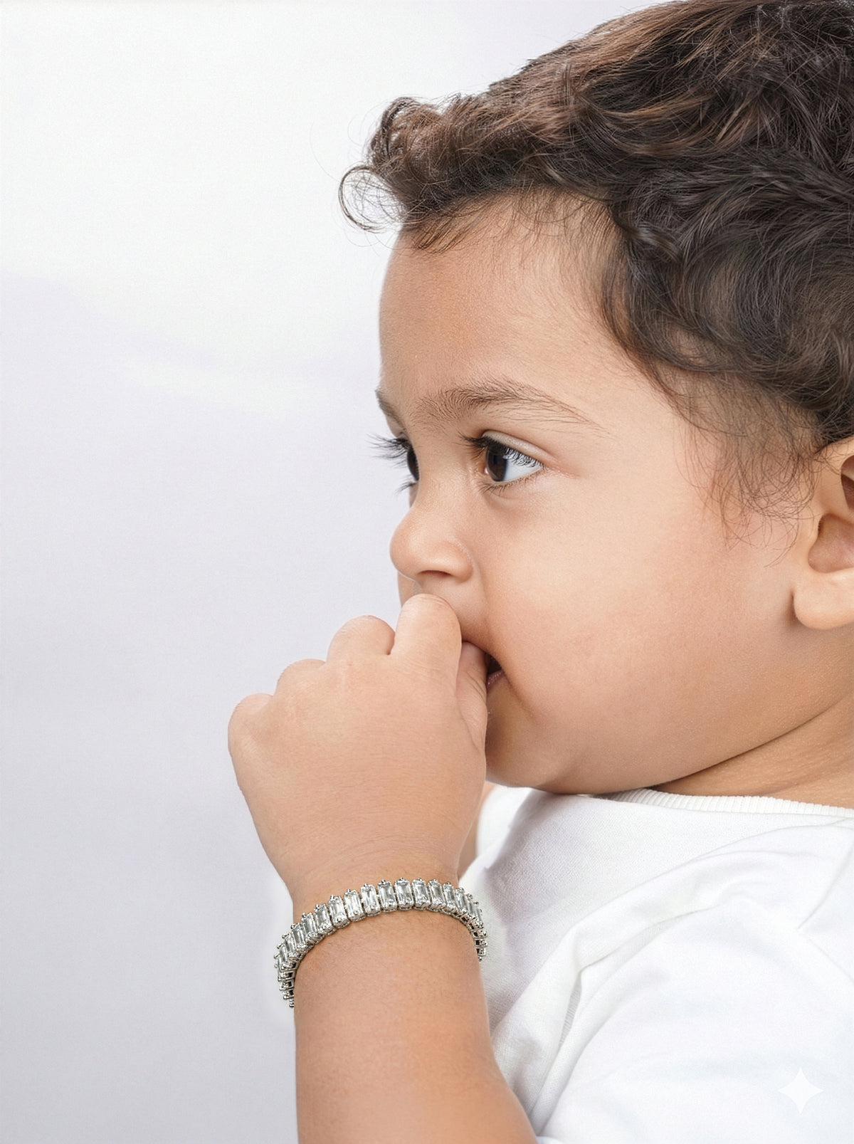 Sparkle Baguette Silver Tennis Kid's Bracelet
