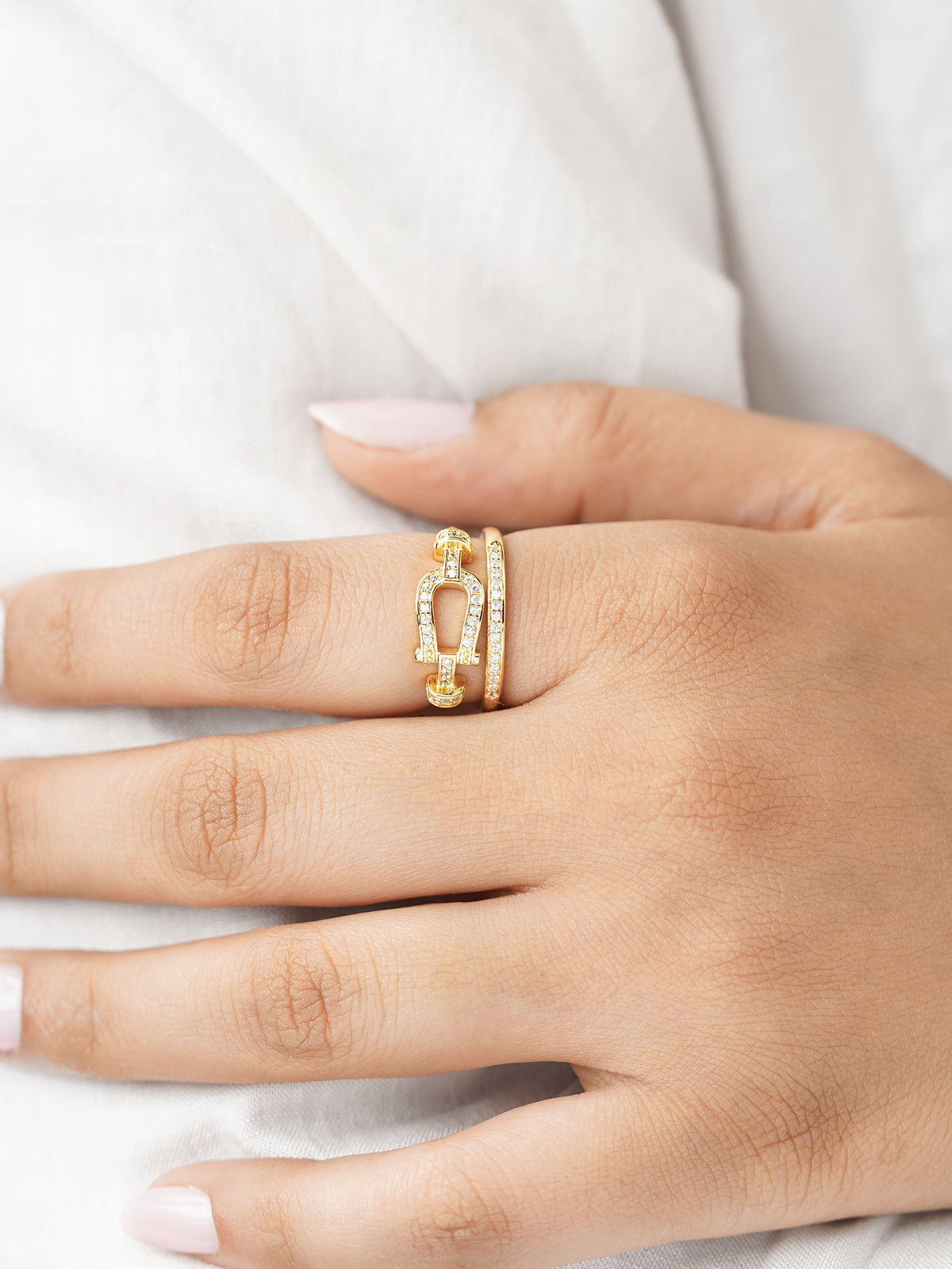 Sparkle Shimmering Crystals Loops Band 14K Gold Plated Ring