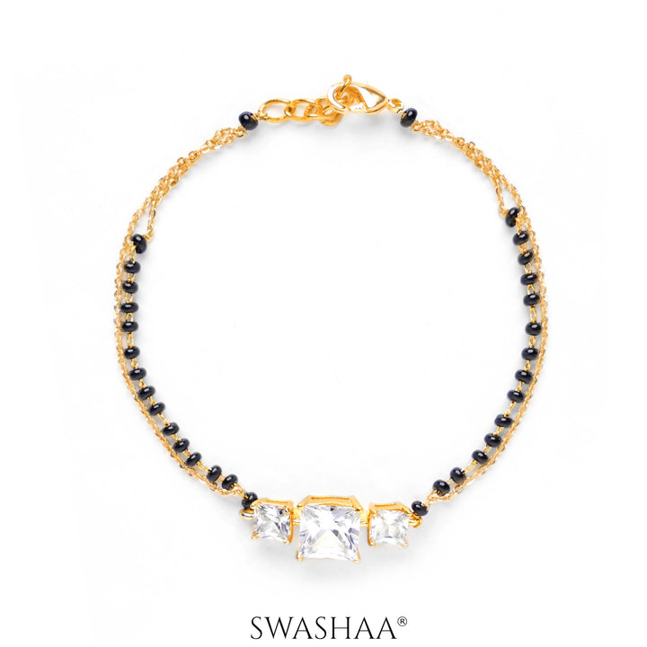 Square Solitaire 18K Gold Plated Mangalsutra Bracelets