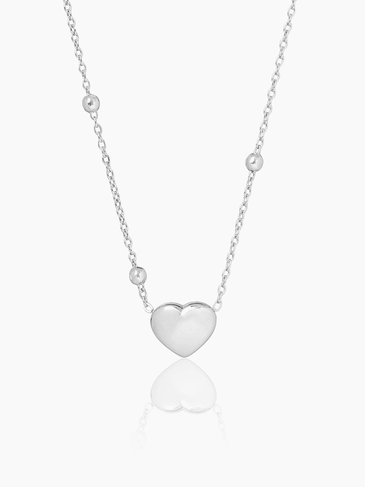Statement Heart Charm Beads Silver Necklace