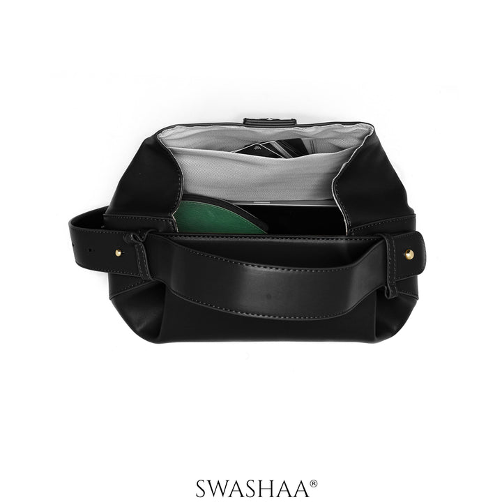 Stella Black Leather Shoulder Bag