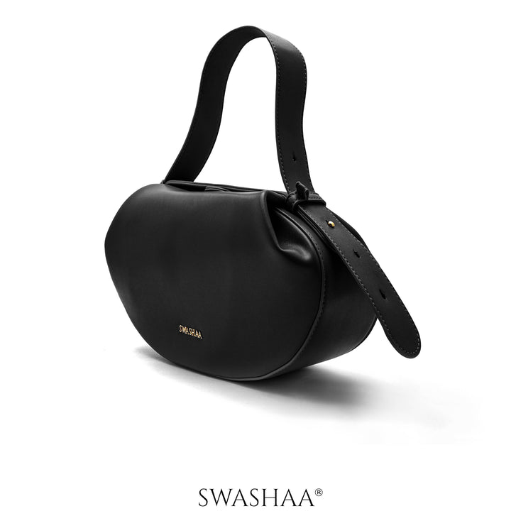 Stella Black Leather Shoulder Bag