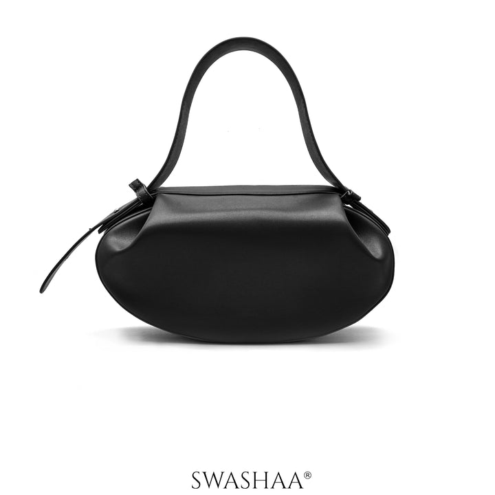 Stella Black Leather Shoulder Bag