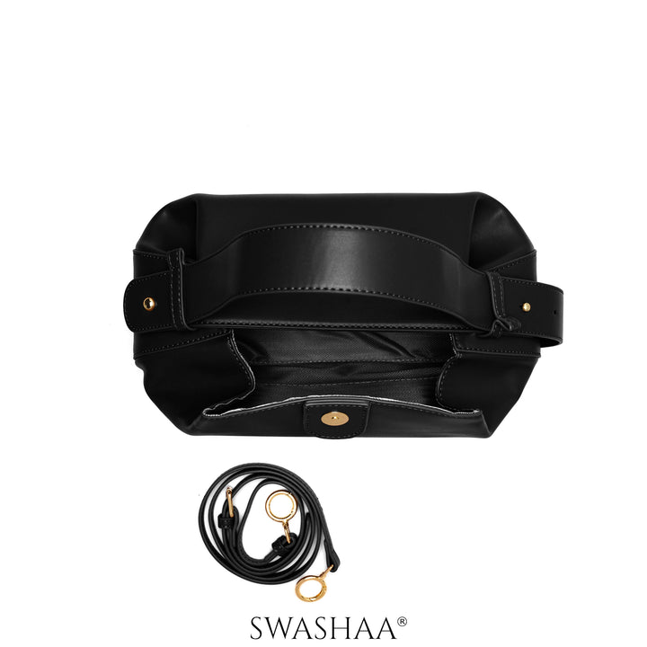Stella Black Leather Shoulder Bag