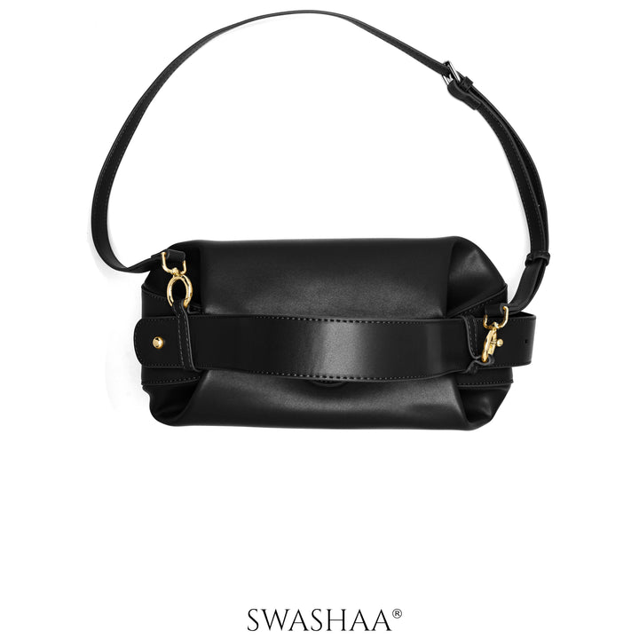 Stella Black Leather Shoulder Bag
