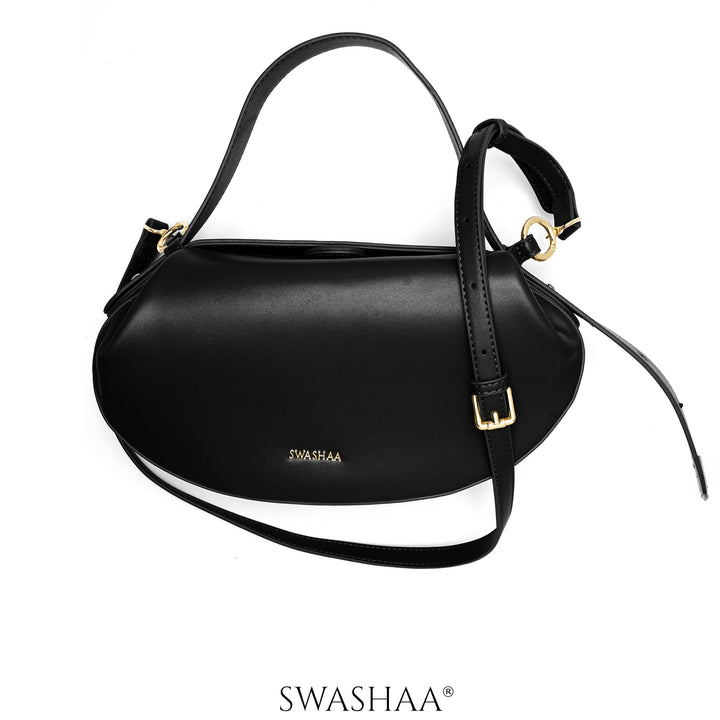Stella Black Leather Shoulder Bag