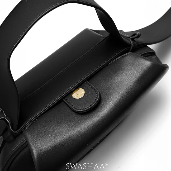 Stella Black Leather Shoulder Bag