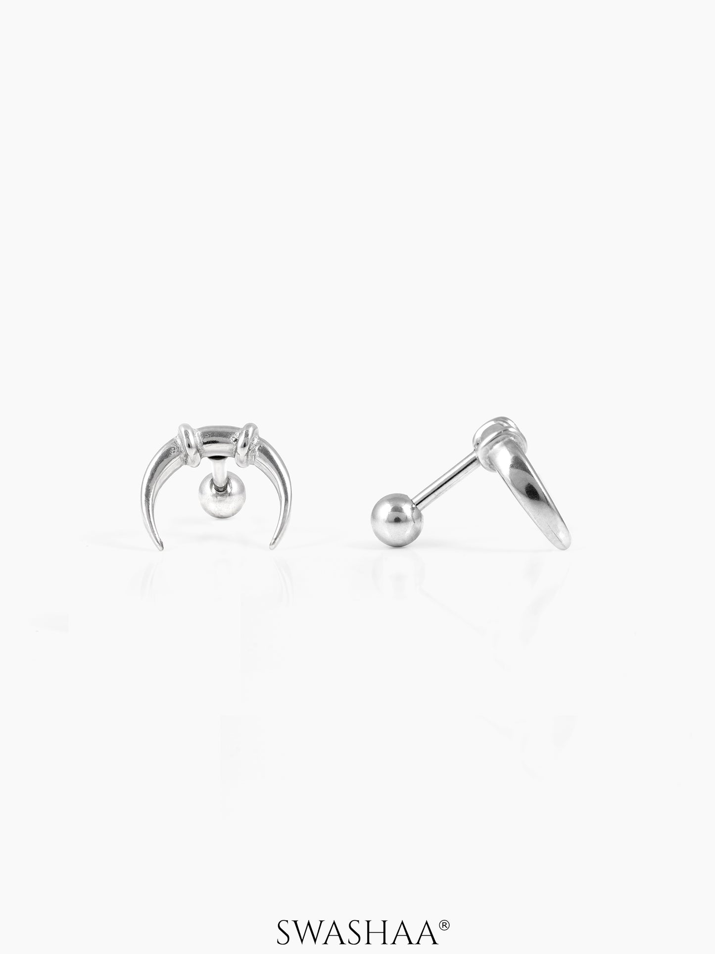 Steven Crescent Moon Men's Claw Studs Earrings