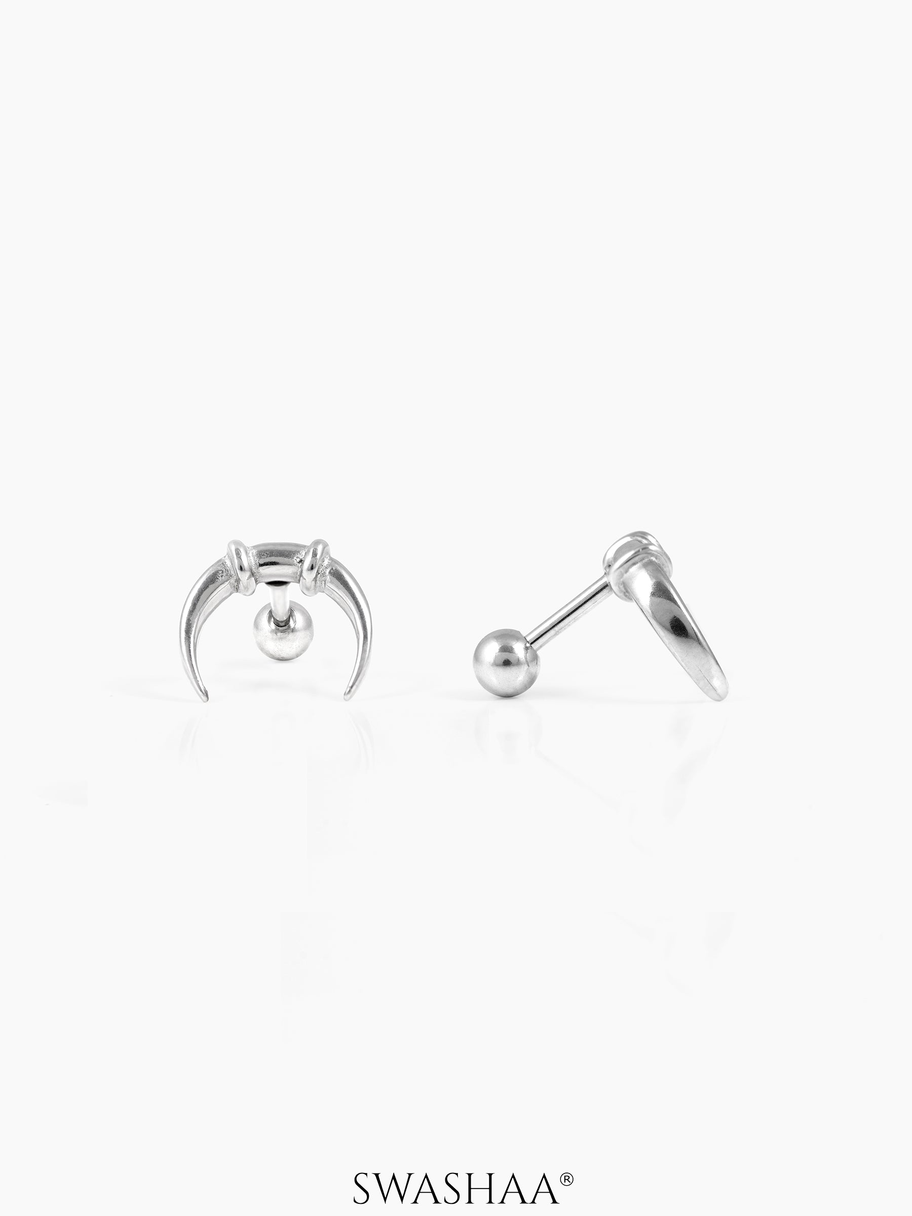 Steven Crescent Moon Men's Claw Studs Earrings