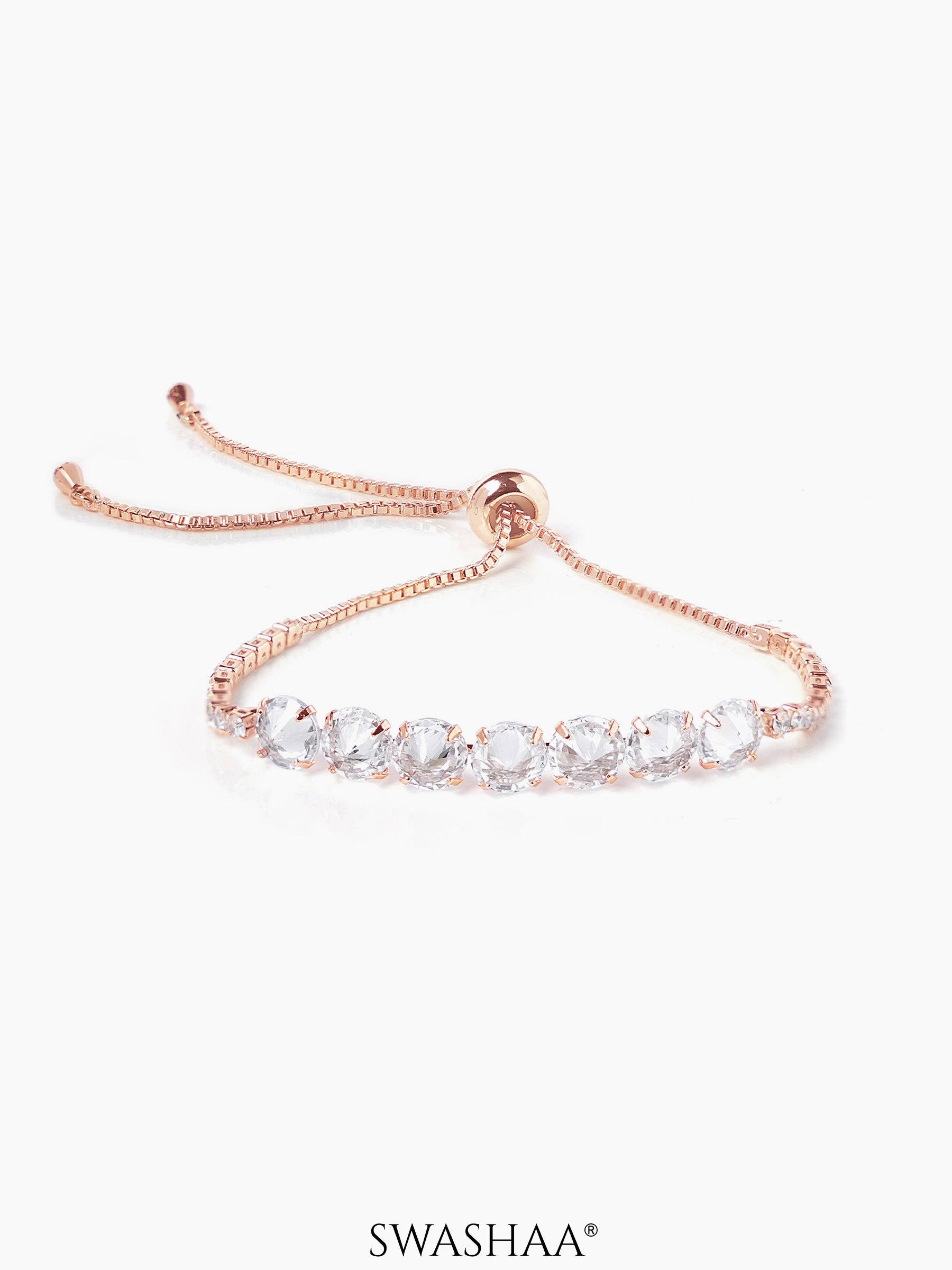Studded Diamond Rosegold Plated Tennis Bracelet