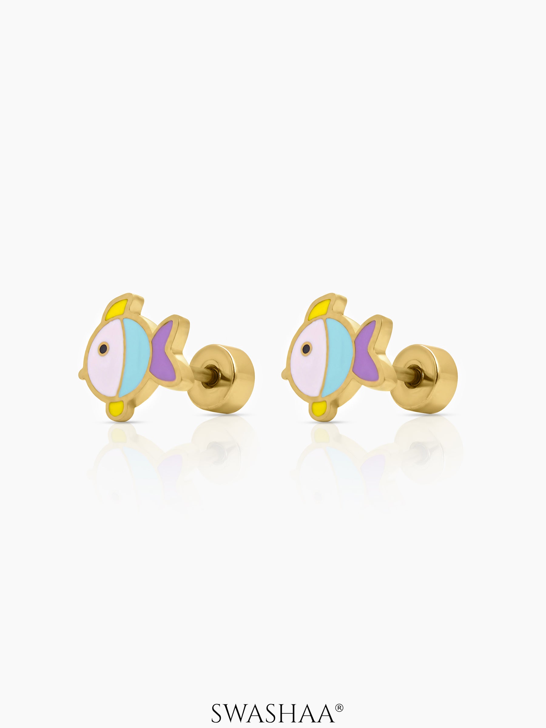 Sunny Fin Fish 18K Gold Plated Kid's Earrings