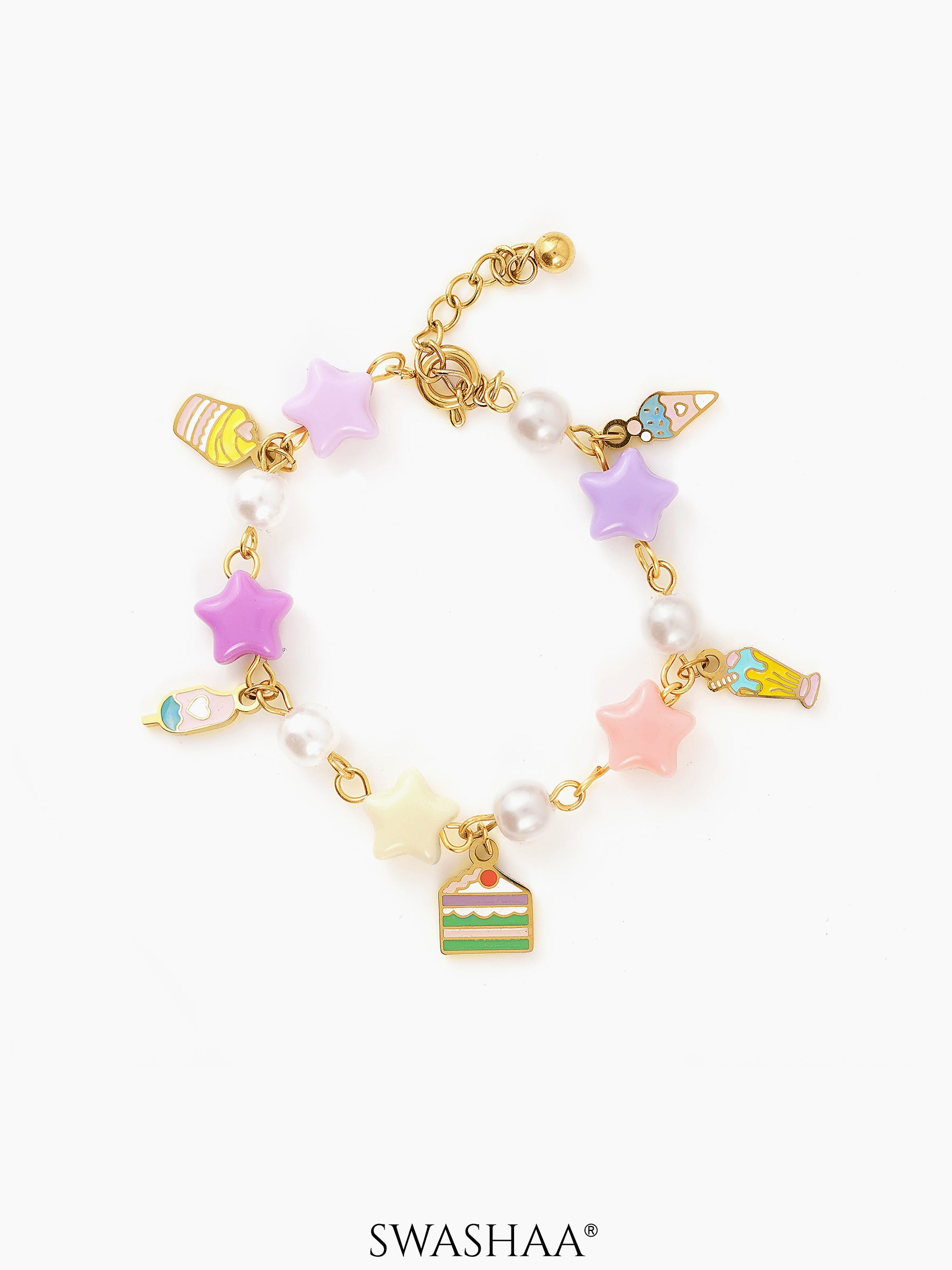 Super Stars Charms 18K Gold Plated Kid's Bracelet – Swashaa