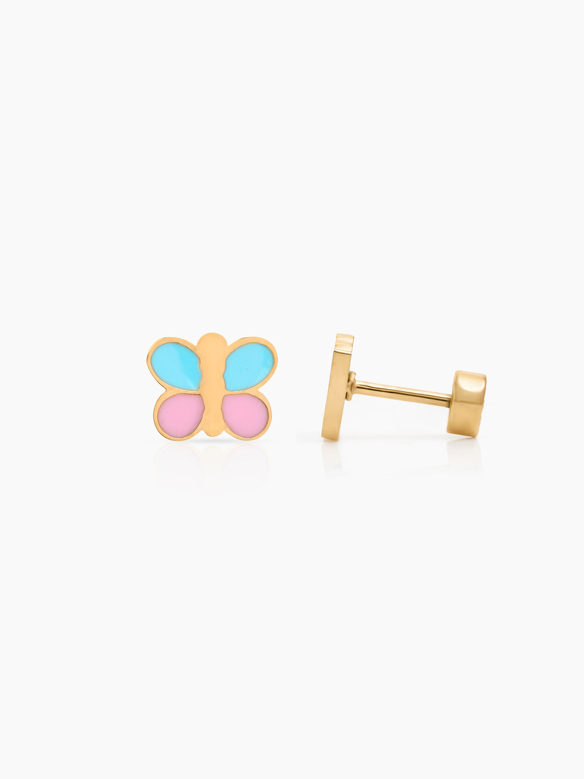 Suzie Pink & Blue Butterfly 18K Gold Plated Kid's Stud Earrings
