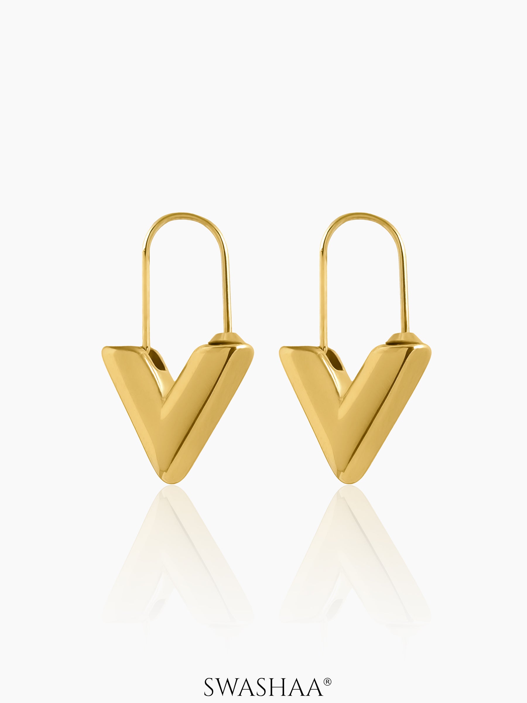 Svara V-Drop 18K Gold Plated Hoop Earrings
