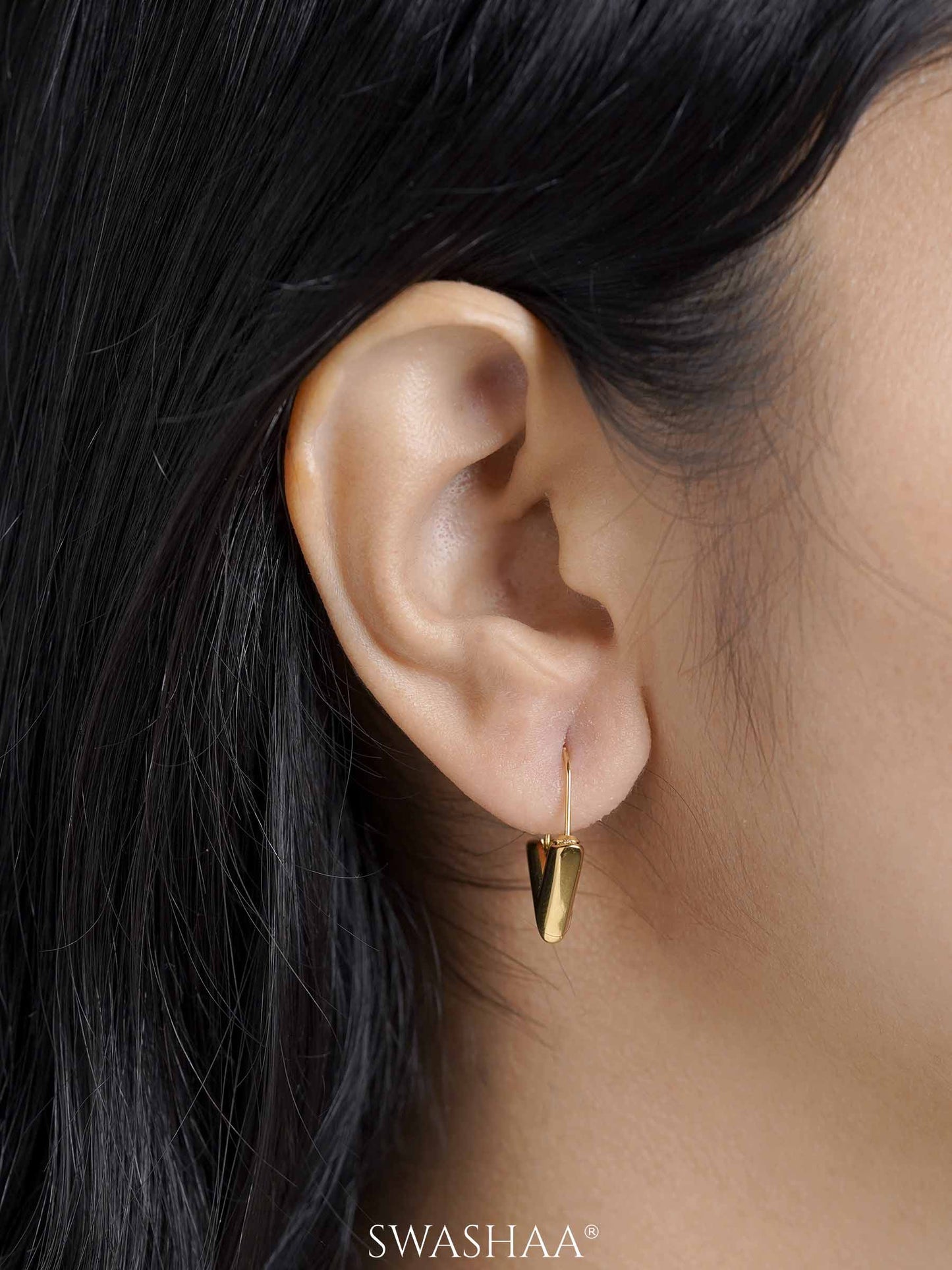 Svara V-Drop 18K Gold Plated Hoop Earrings