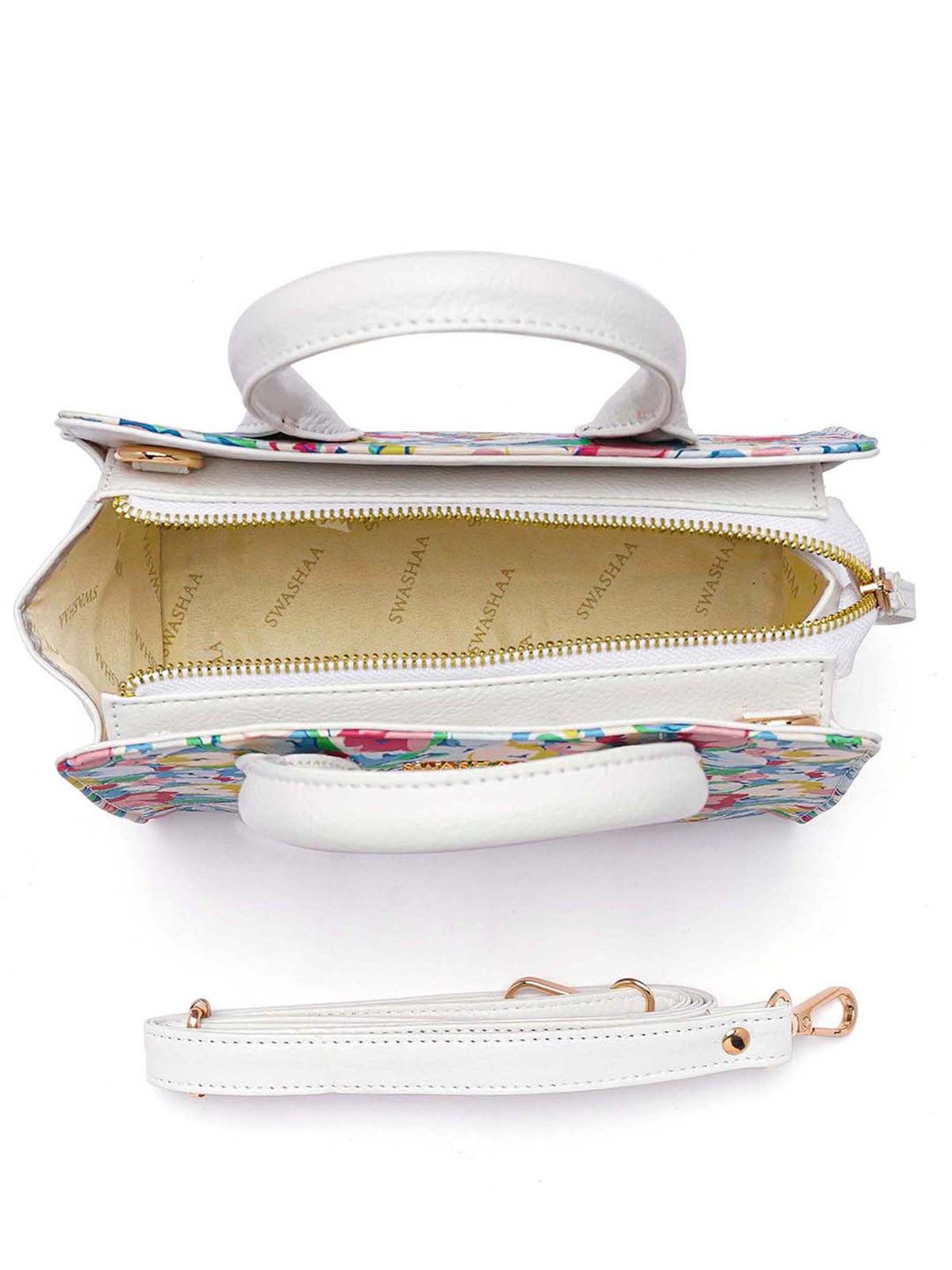 Sweet Scent Blue White Multicolor Women's Leather Sling Bag