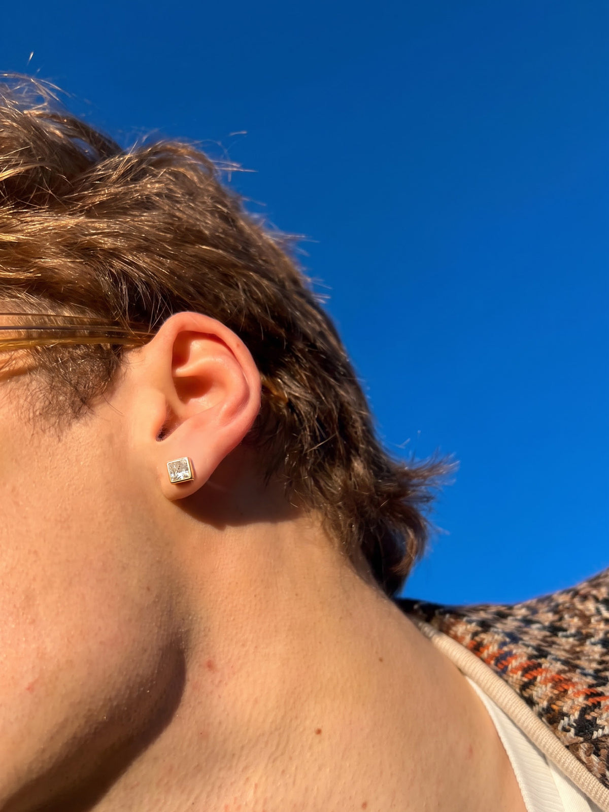 Swift Diamond 18K Gold Plated Men's Stud Earrings