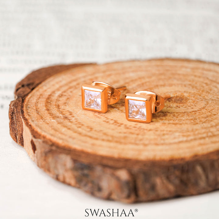 Swift Diamond Rosegold Plated Men's Stud Earrings