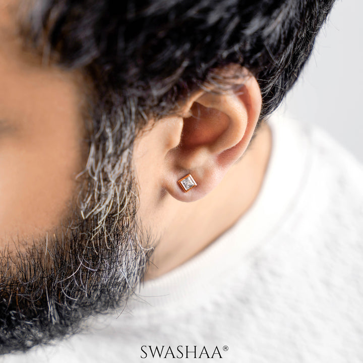 Swift Diamond Rosegold Plated Men's Stud Earrings