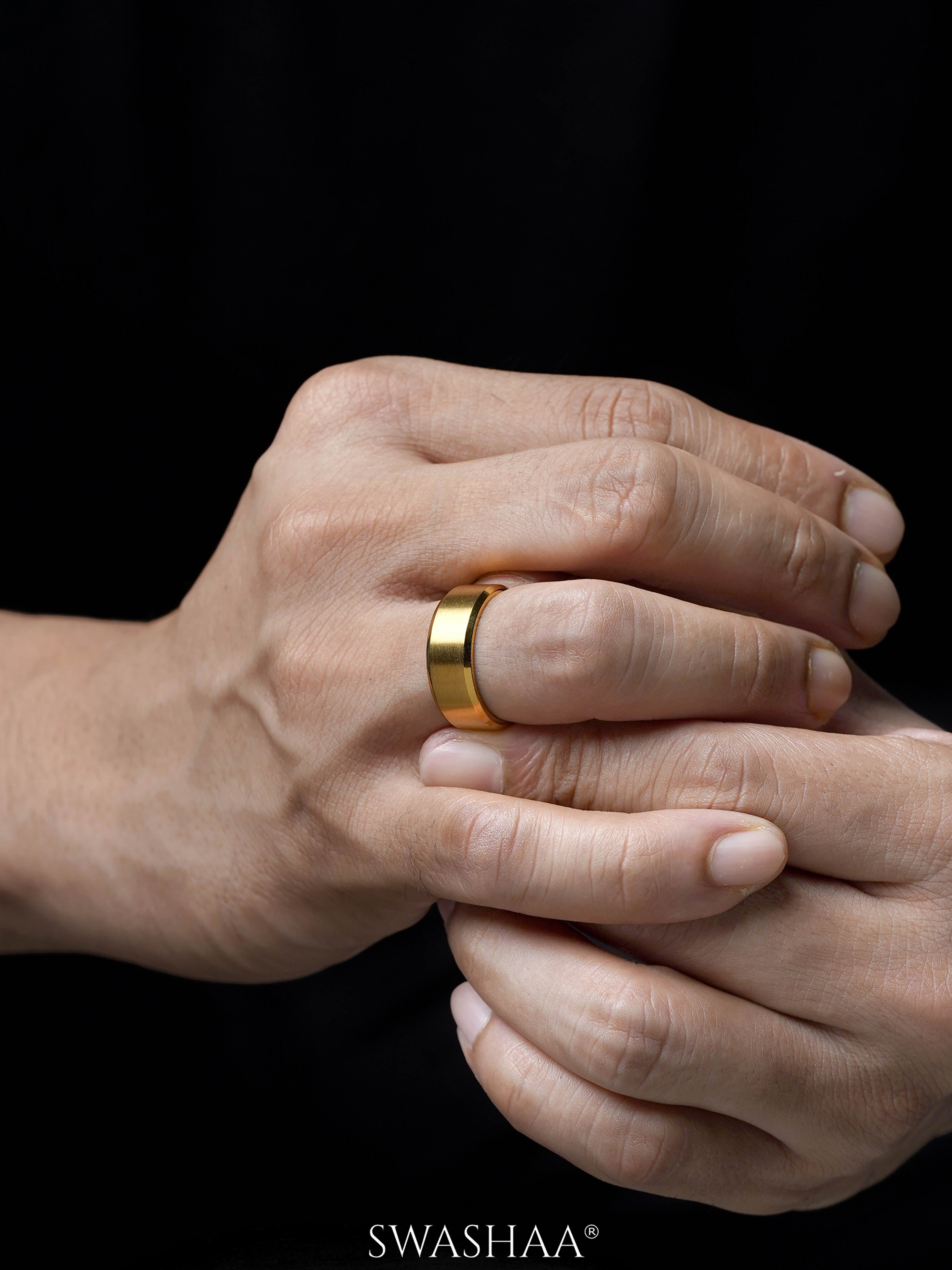 Sylvan Solid 18K Gold Plated Band Men's Ring