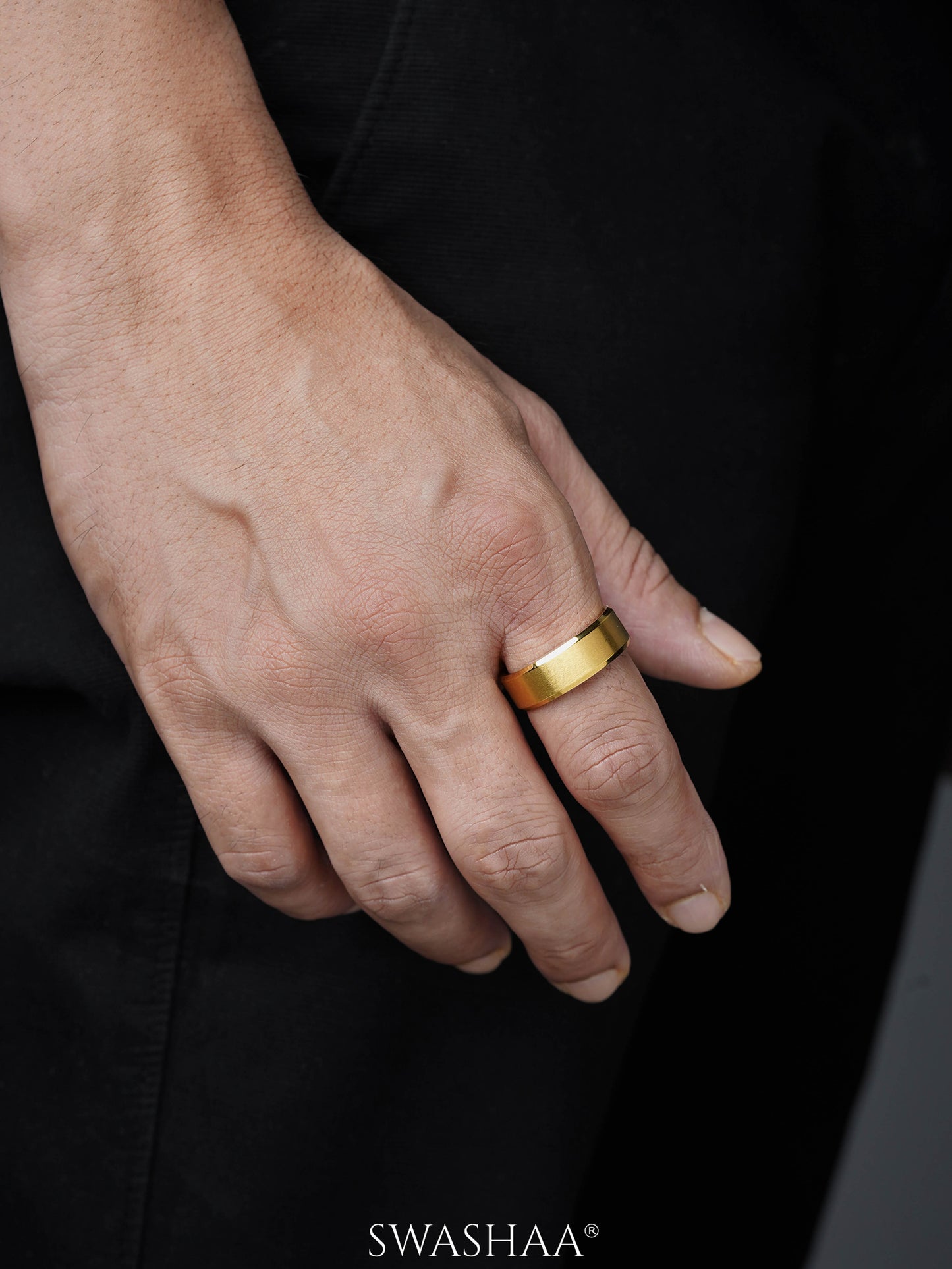 Sylvan Solid 18K Gold Plated Band Men's Ring