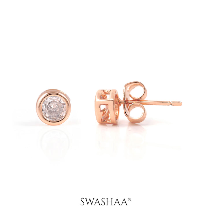 Taylor Diamond Rosegold Plated Men's Stud Earrings