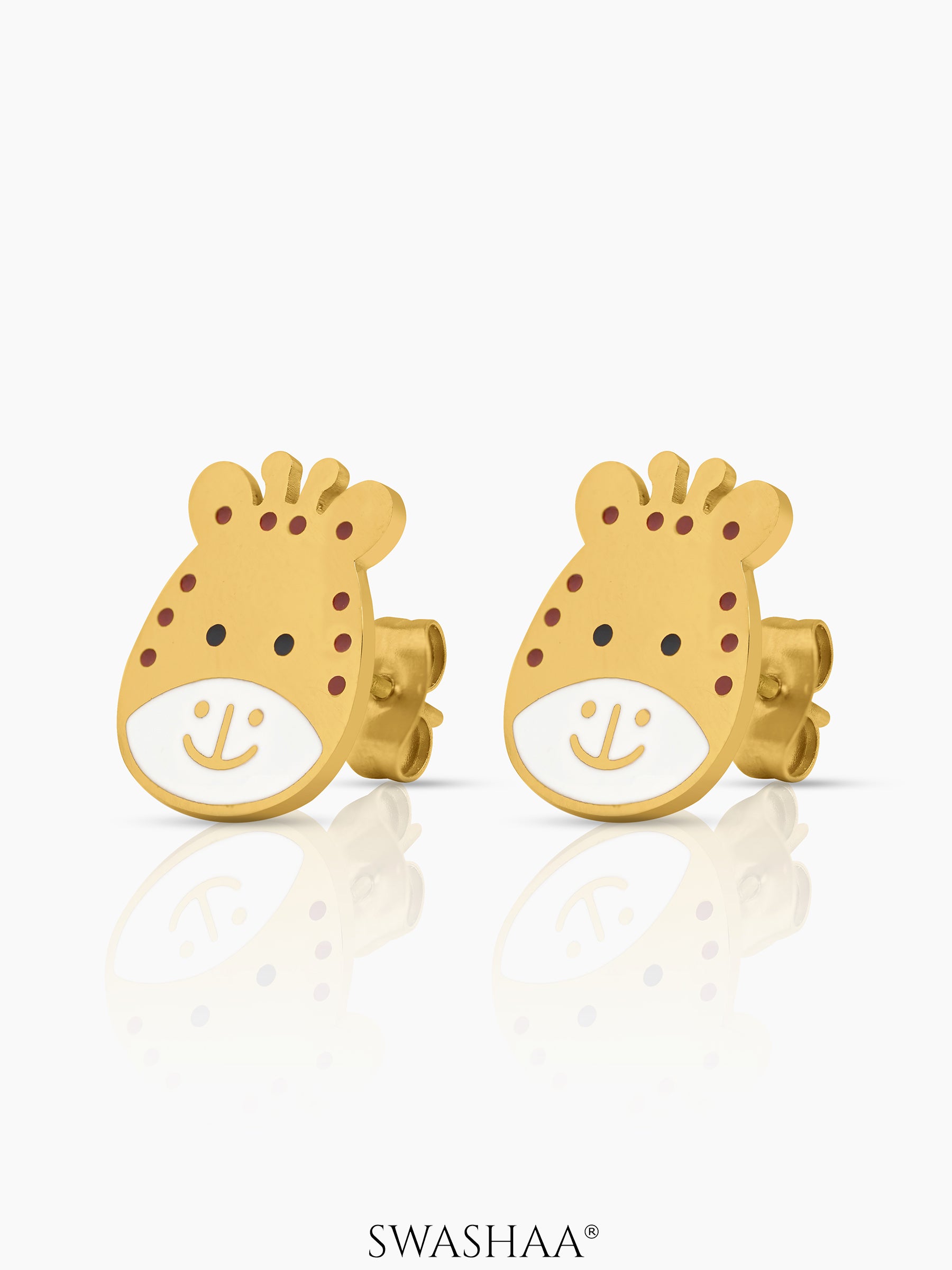 Tall Tots Giraffe Charm 18K Gold Plated Kid's Stud Earrings