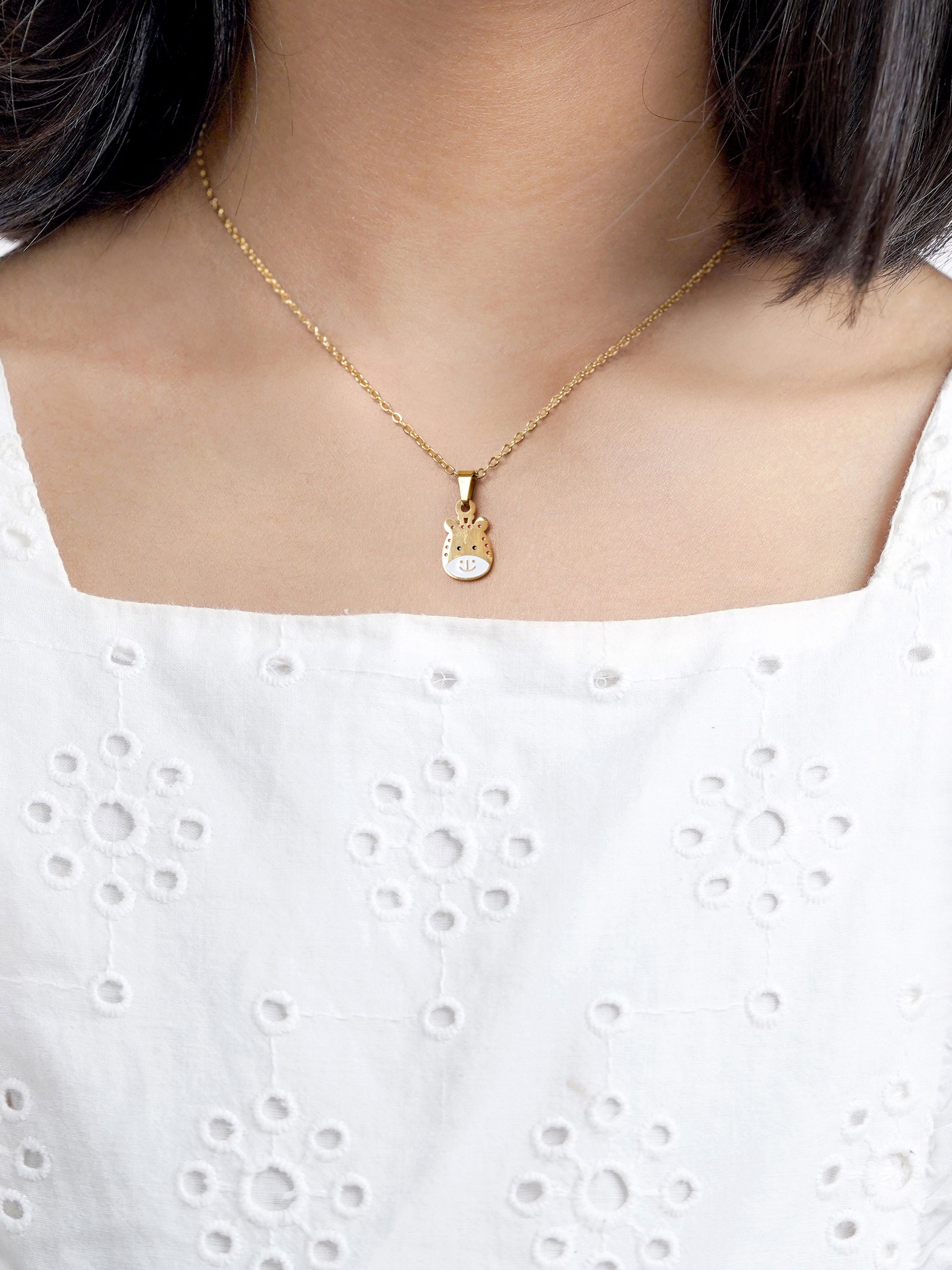 Tall Tots Giraffe Charm 18K Gold Plated Kid's Chain Pendant Necklace