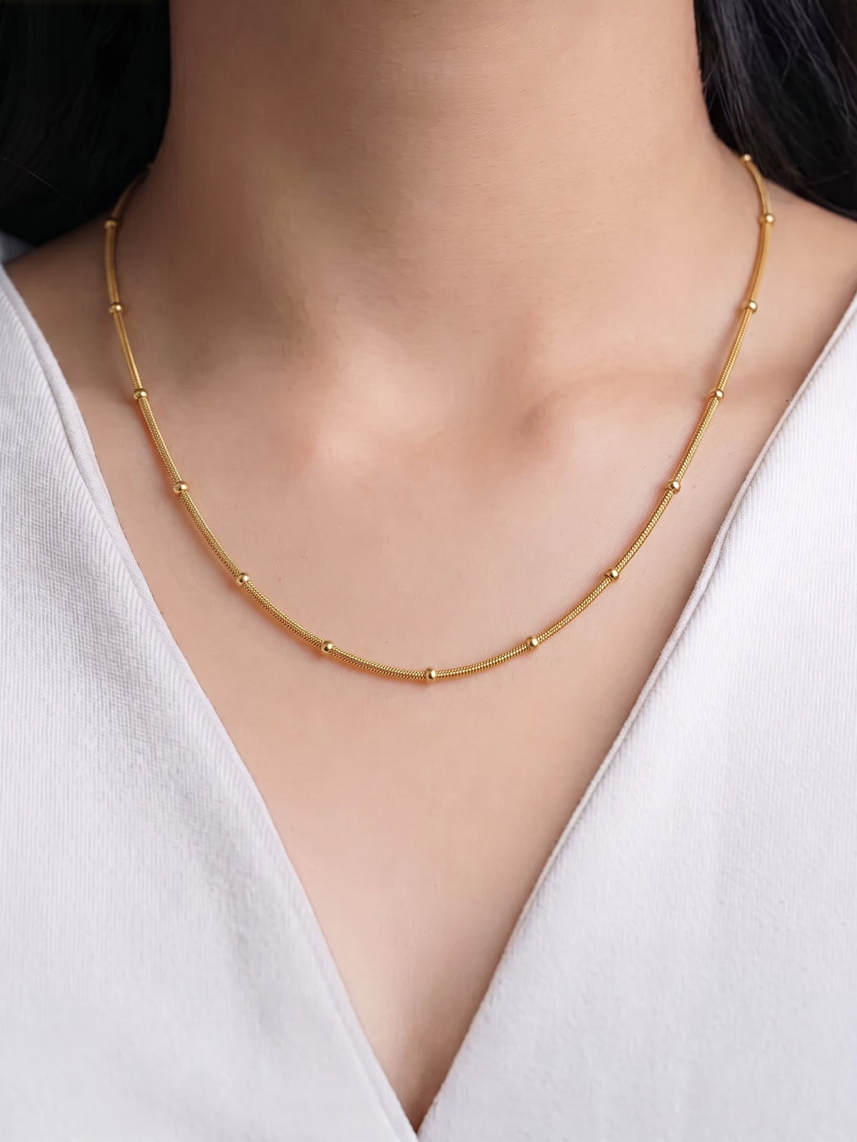 Talora Beaded 18K Gold Plated Women's Snake Chains
