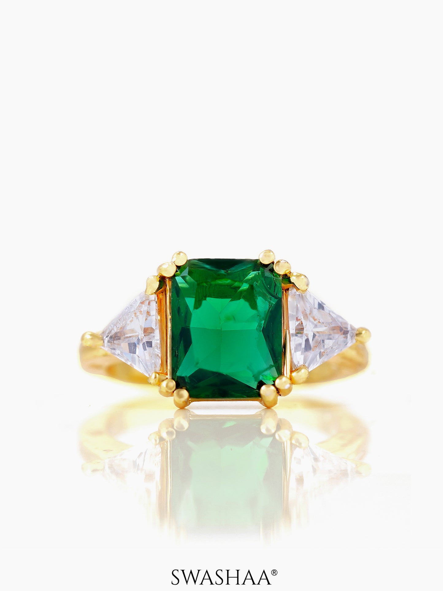 Tanaya Emarald 18K Gold Plated Ring